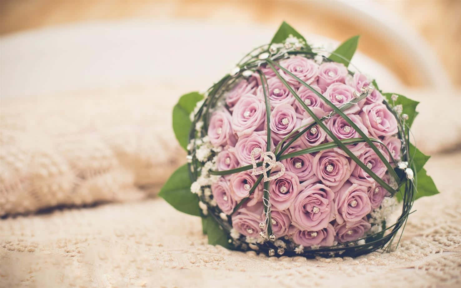 Pastel Pink Rose Bouquet With Jewels