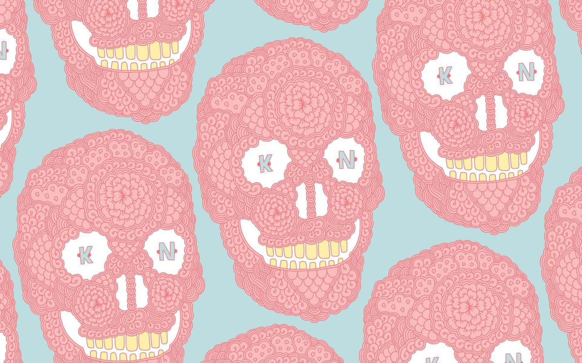 Pastel Pink Skull Aesthetic Indie Kid Background