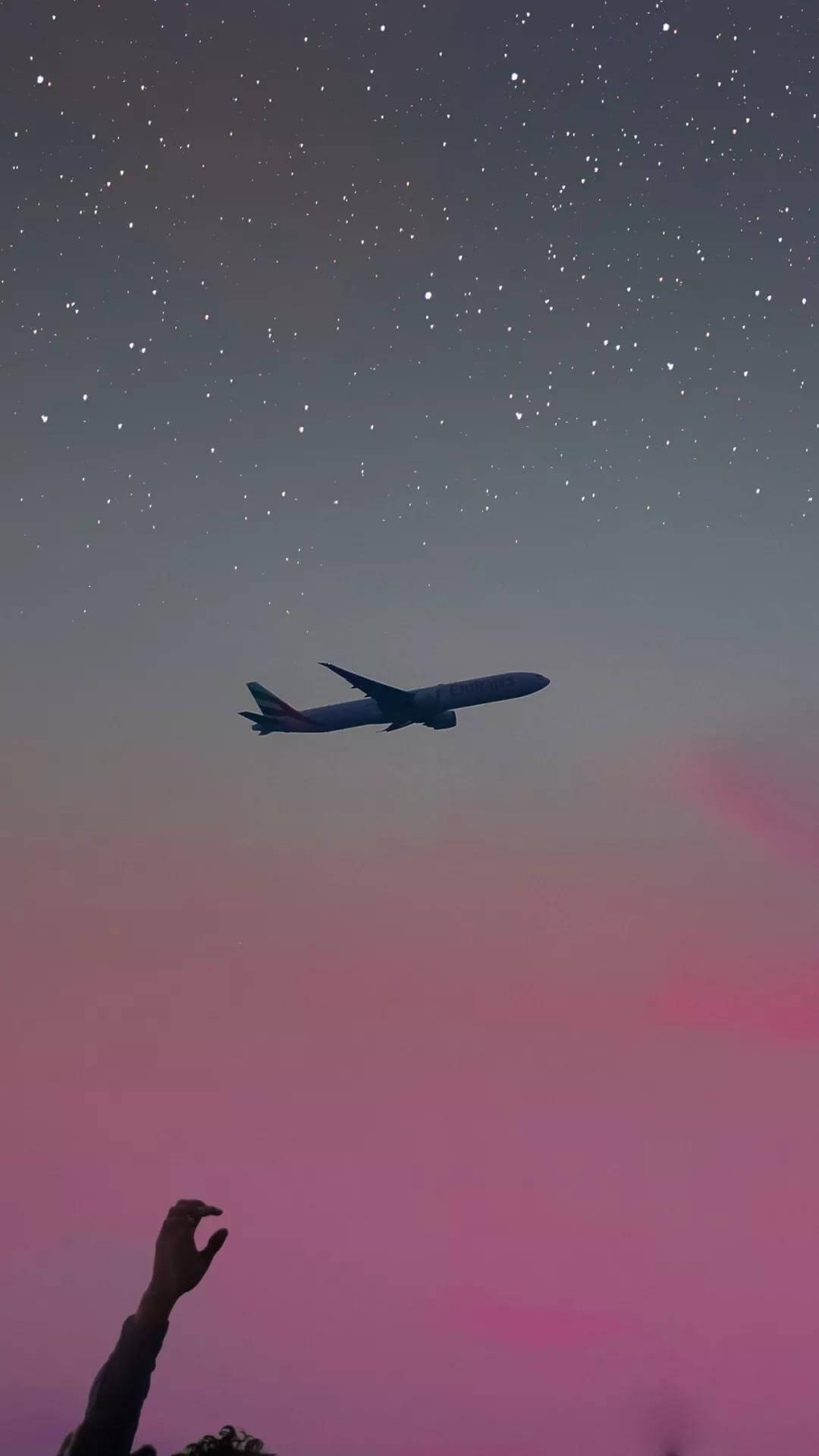 Pastel Pink Sky Airplane Iphone Background