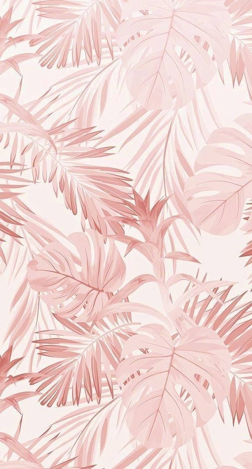 Pastel Pink Tropical Leaves Background