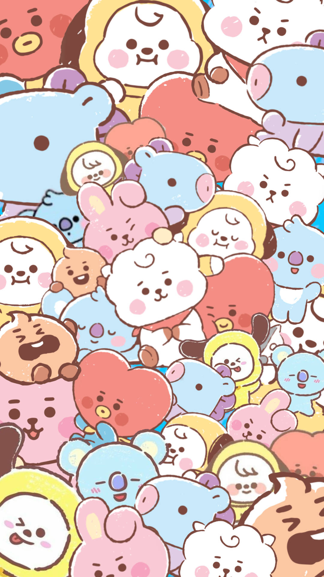 Pastel Purple Cooky And Bt21 Friends Background
