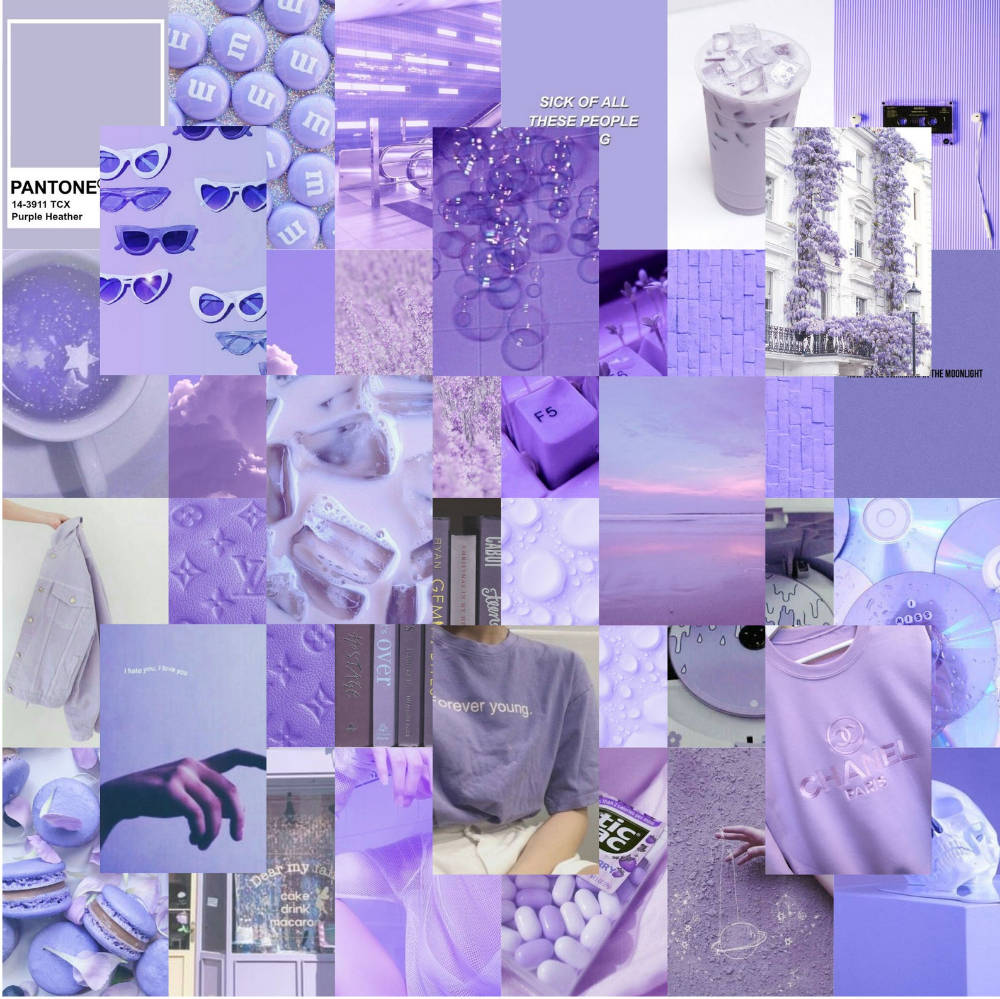 Pastel Purple Cool Things Collage Background
