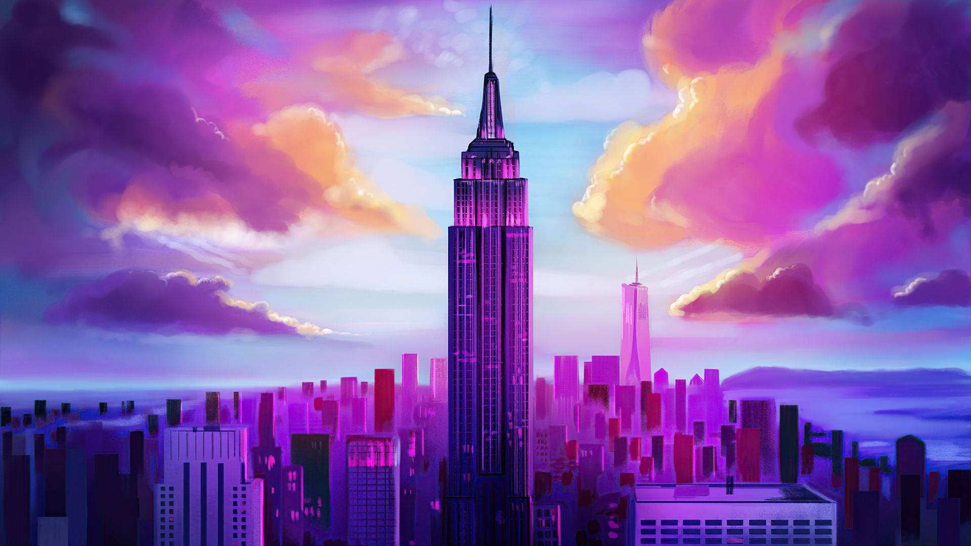 Pastel Purple Empire State Building Background