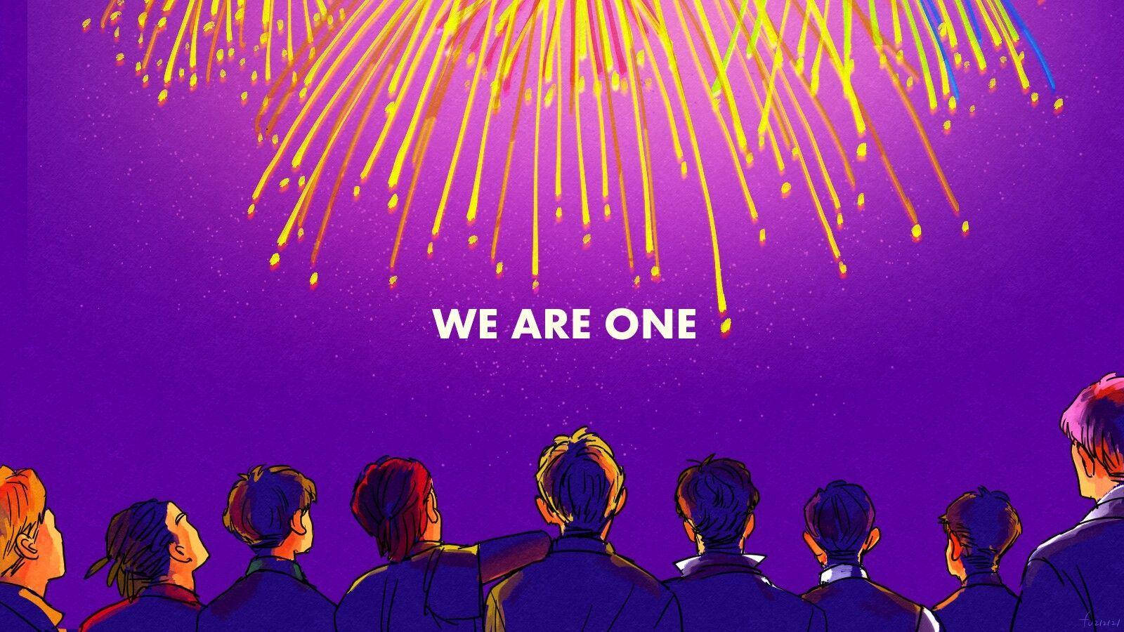 Pastel Purple Fireworks We Are One