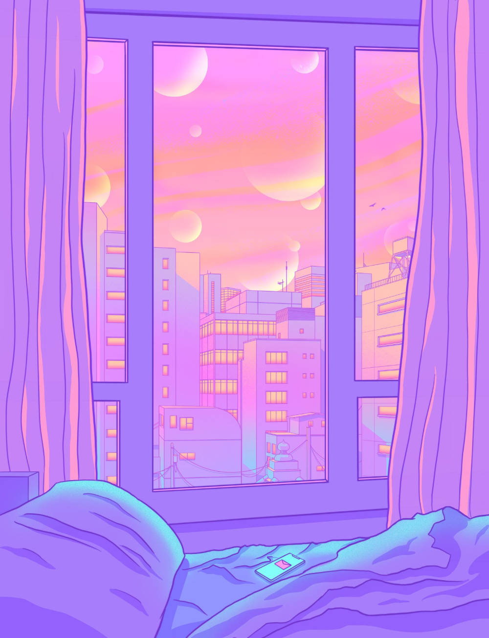 Pastel Purple Window View Background