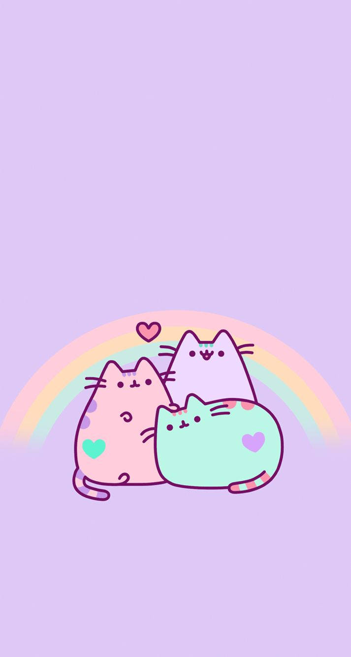 Pastel Pusheen Cats Kawaii Background