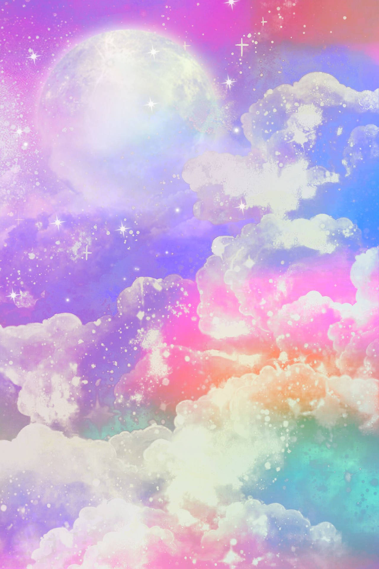 Pastel Rainbow Galaxy Digital Art