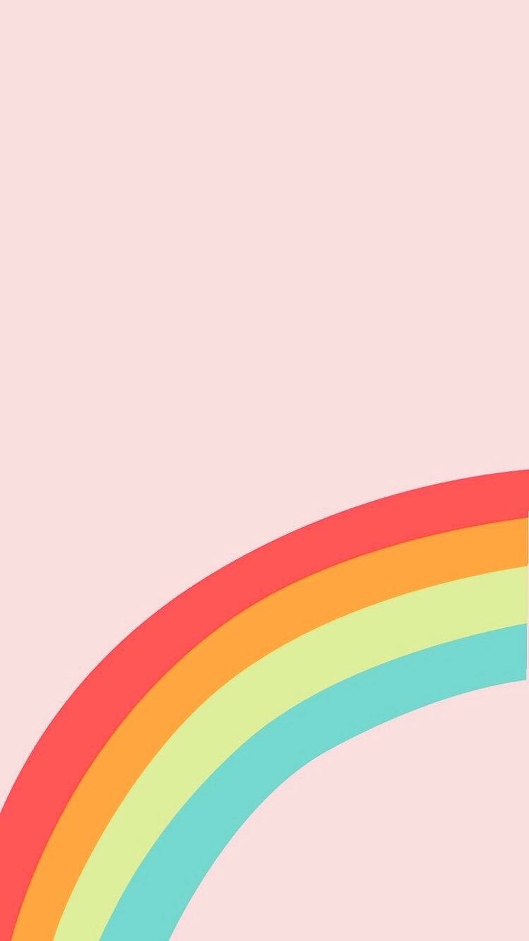 Pastel Rainbow In Pastel Pink Background Background