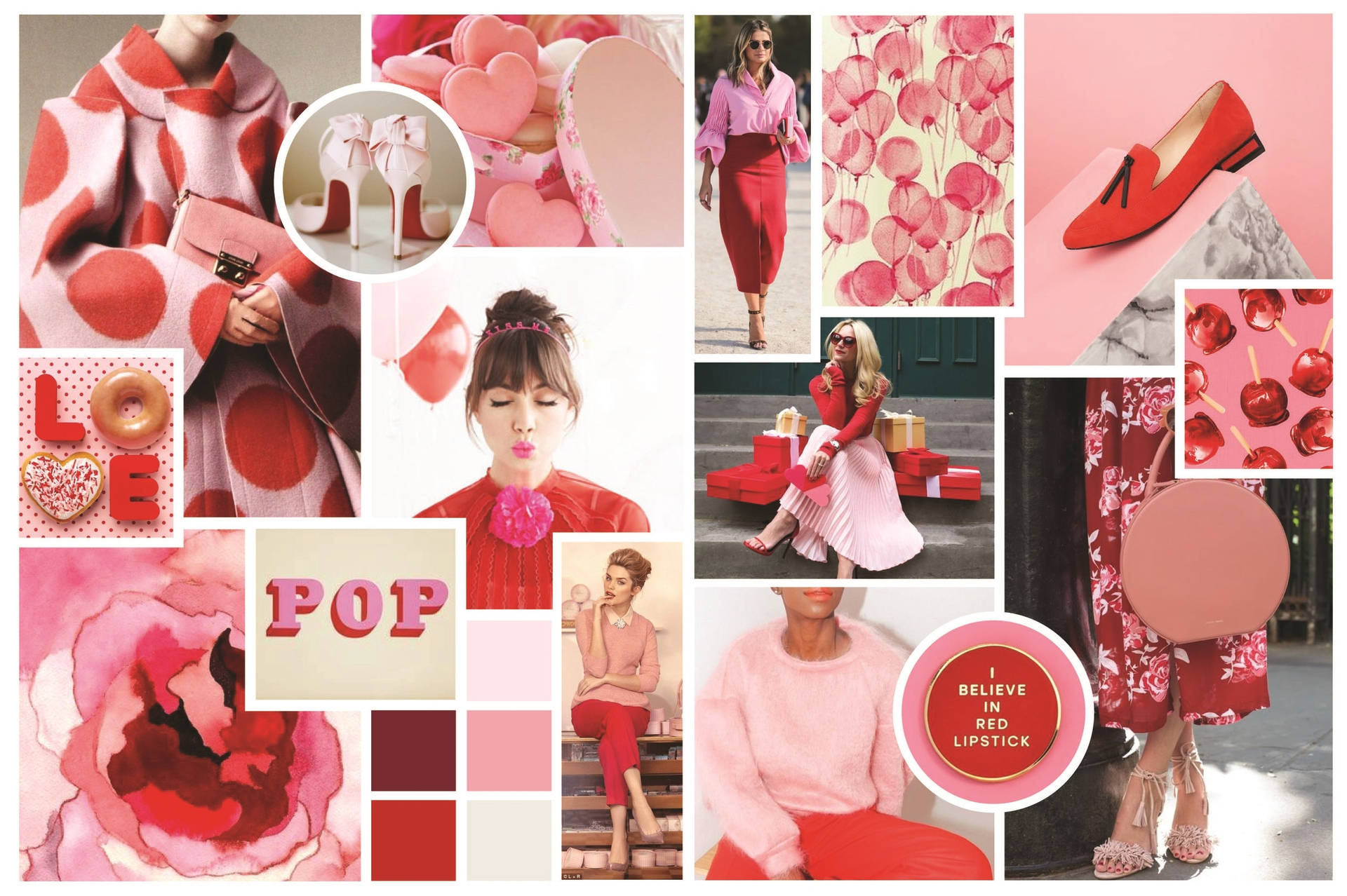 Pastel Red Aesthetic Mood Board Background