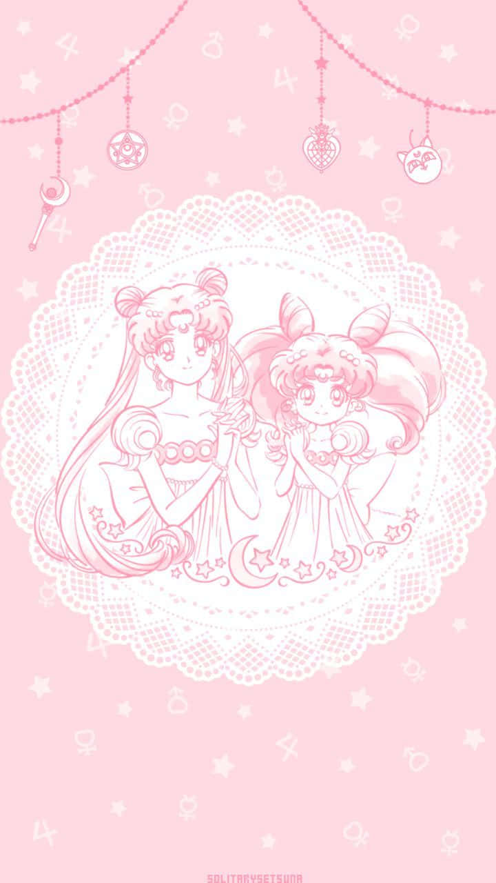 Pastel Sailor Moon Chibiusa Pink Background Background
