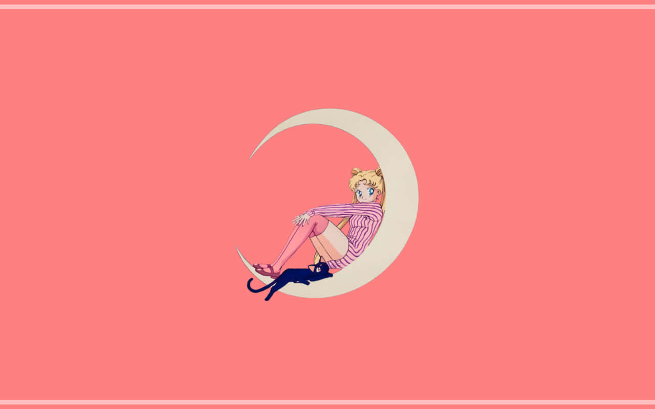 Pastel Sailor Moon Crescent Moon Digital Art Background