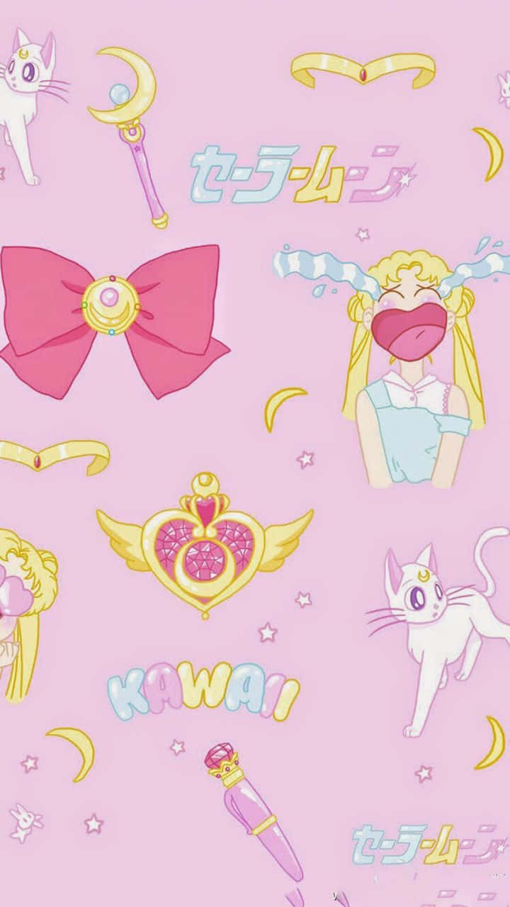 Pastel Sailor Moon Cute Artemis Usagi Collage Background