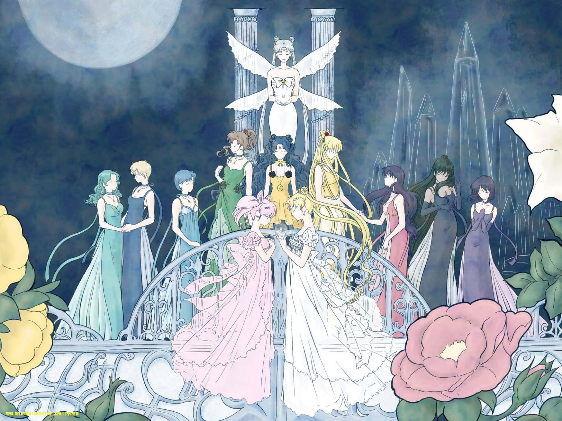 Pastel Sailor Moon Elegant Anime Characters Background