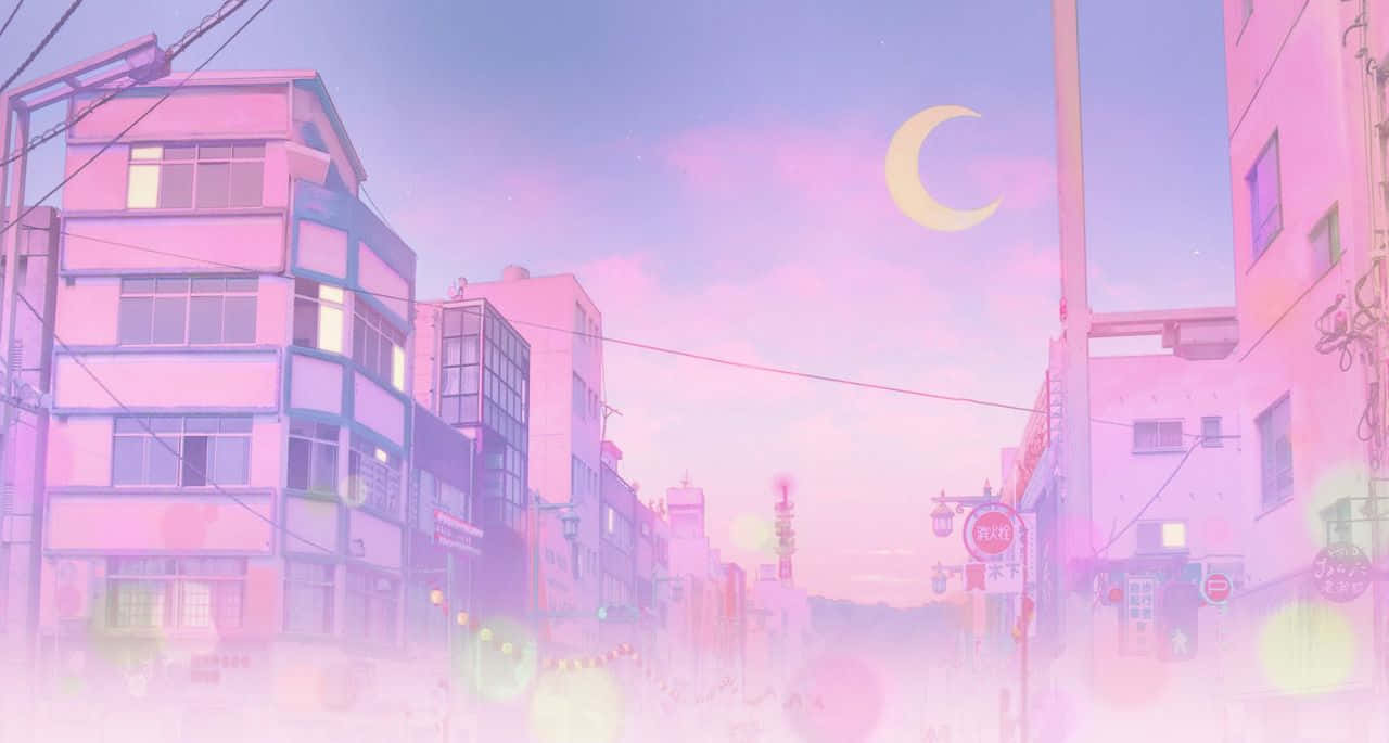 Pastel Sailor Moon Night City Anime Background