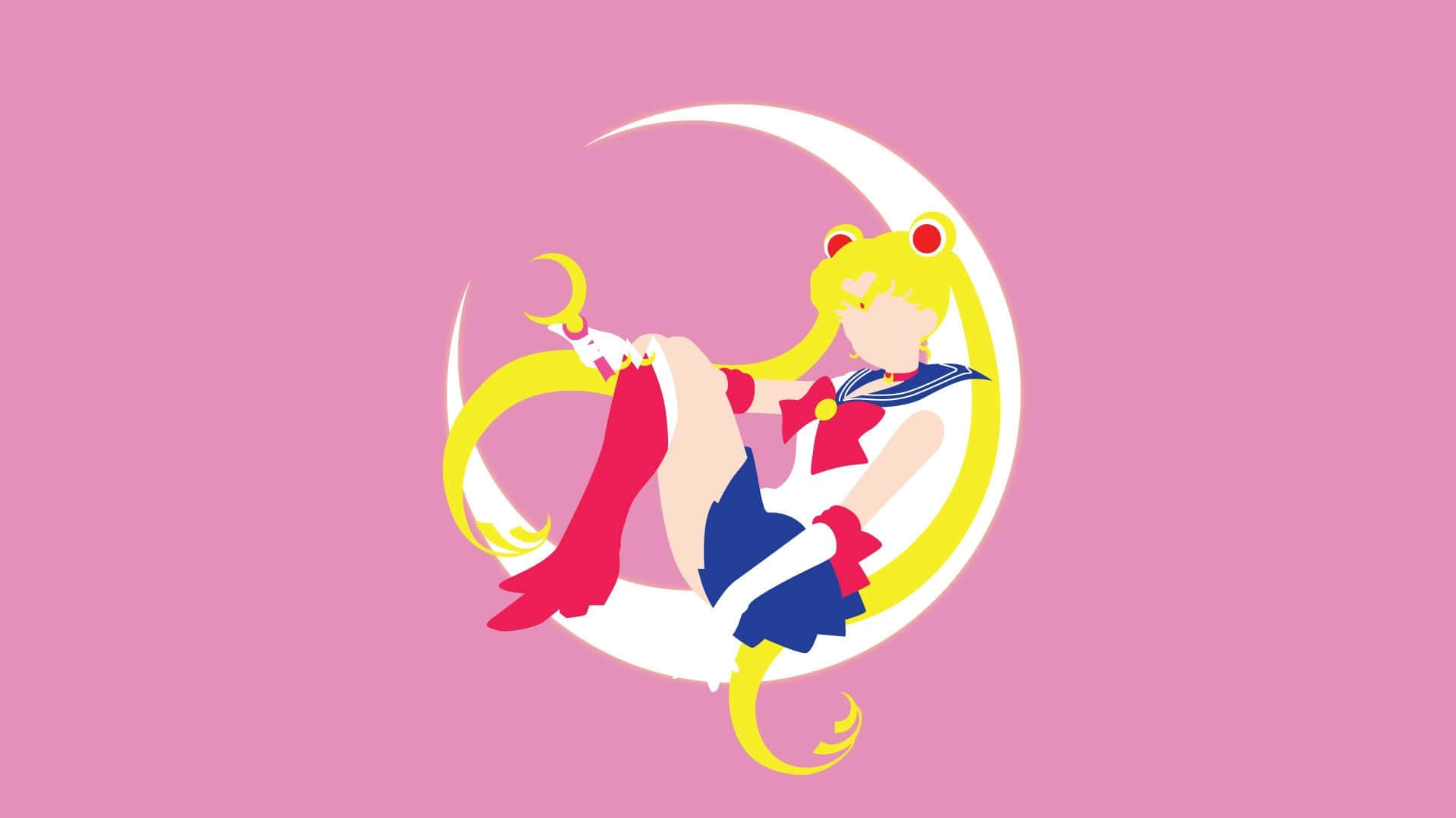 Pastel Sailor Moon On Crescent Moon Illustration Art Background