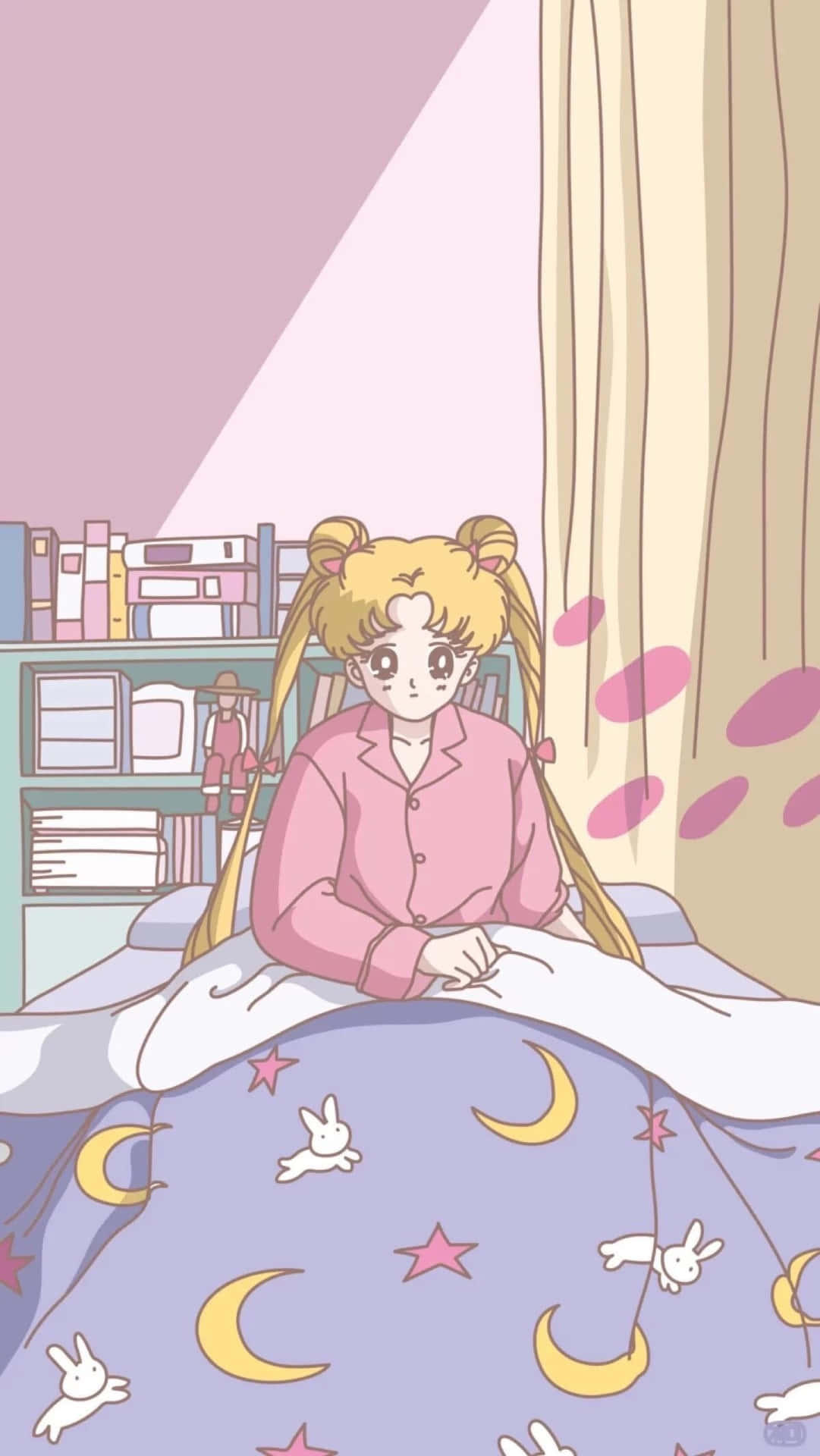 Pastel Sailor Moon Sad Face Bedroom Background