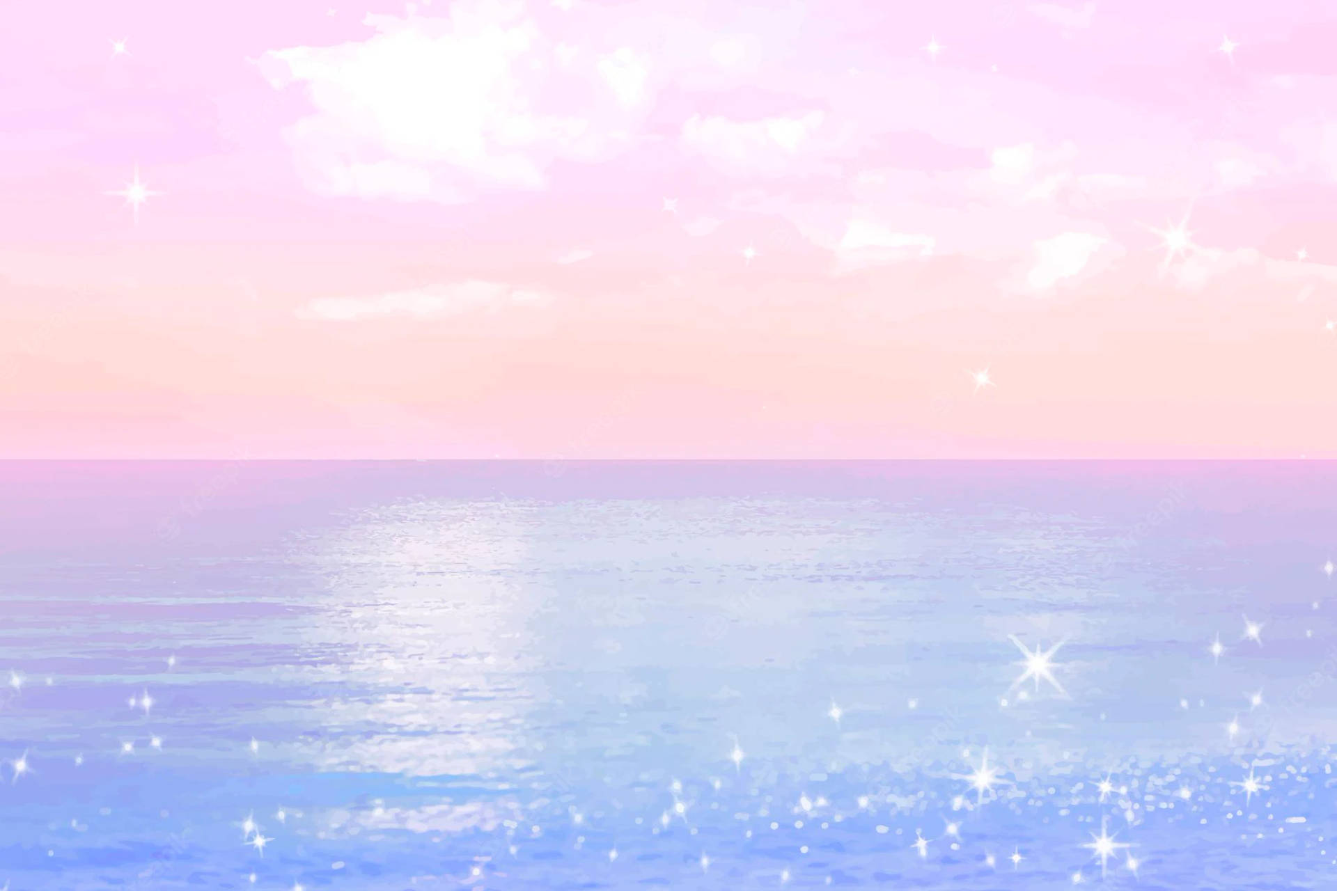 Pastel Sea Clouds Aesthetics Background