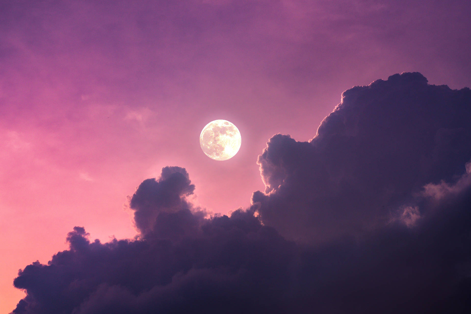 Pastel Sky And Full Moon Background