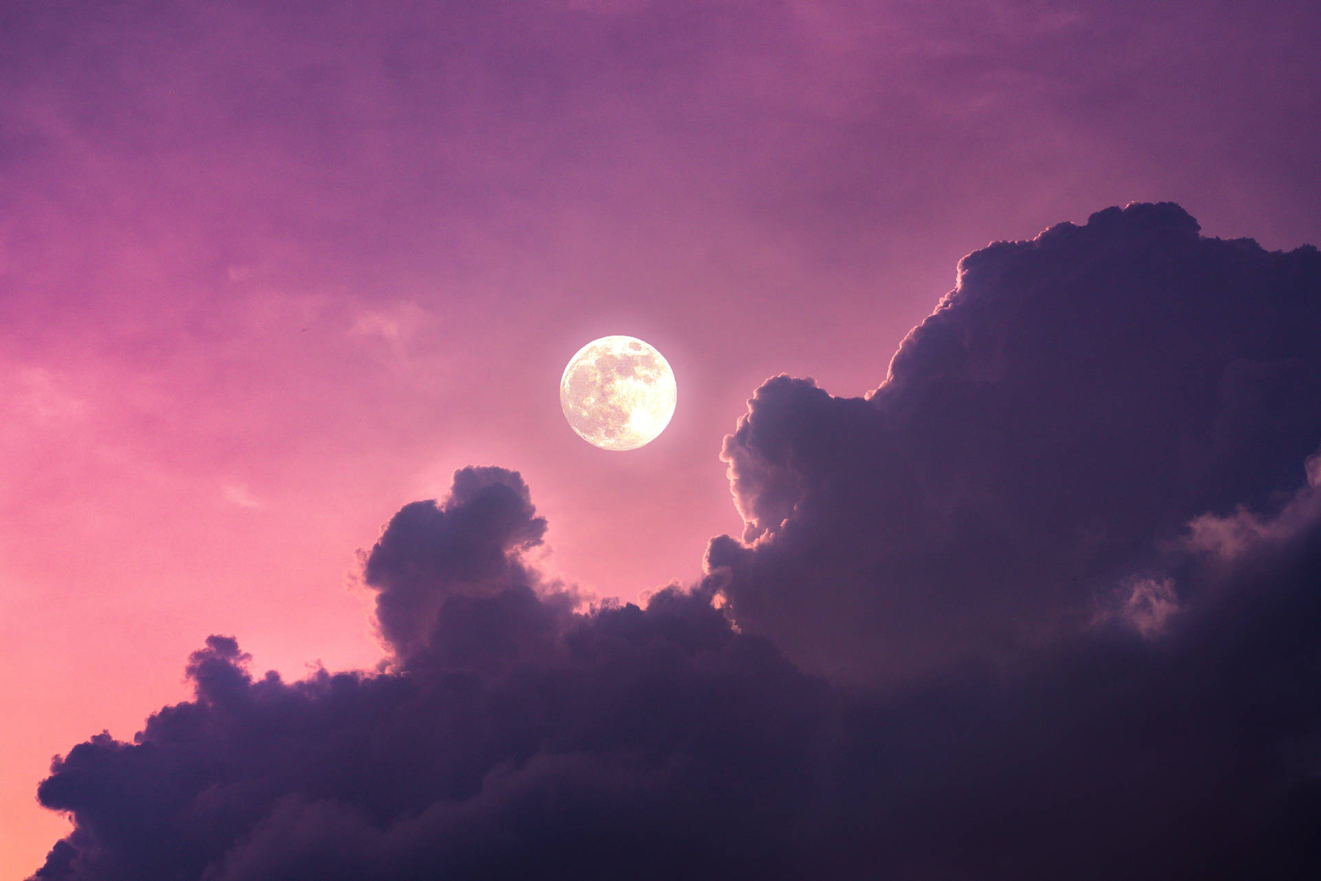 Pastel Sky And Full Moon