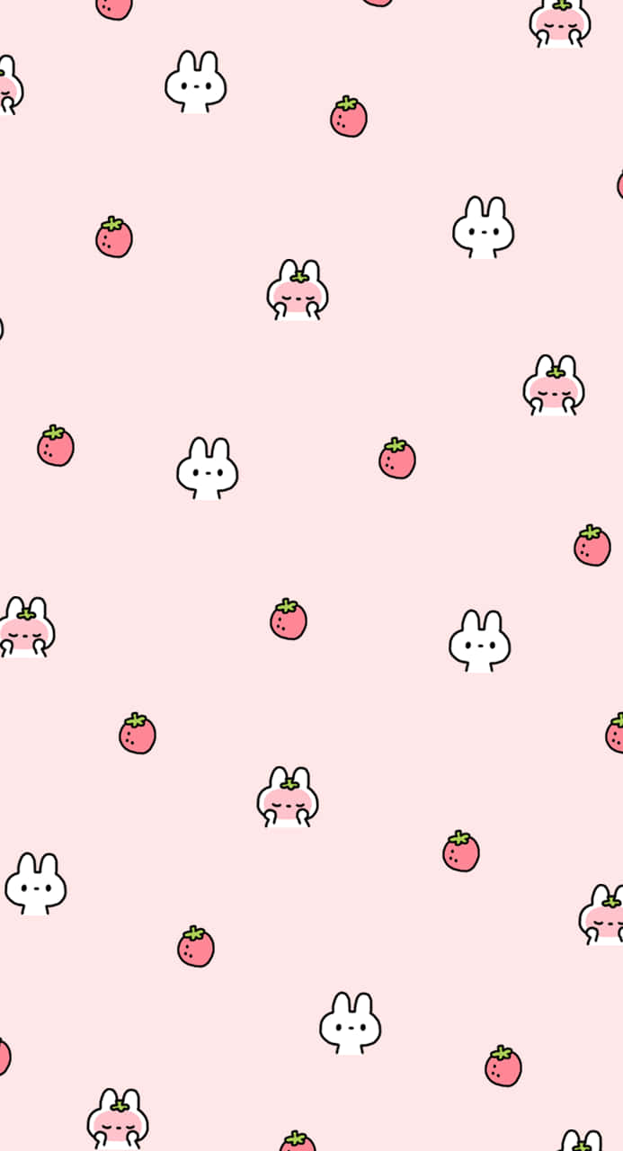 Pastel Strawberry Bunny Background