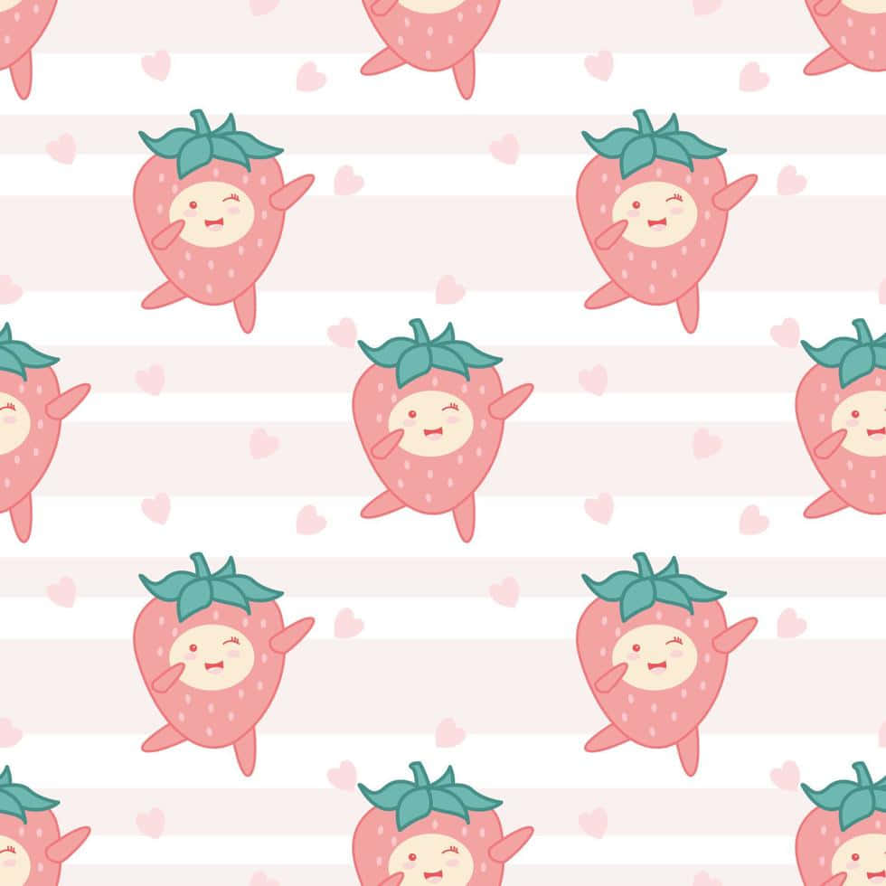 Pastel Strawberry Cartoon Background
