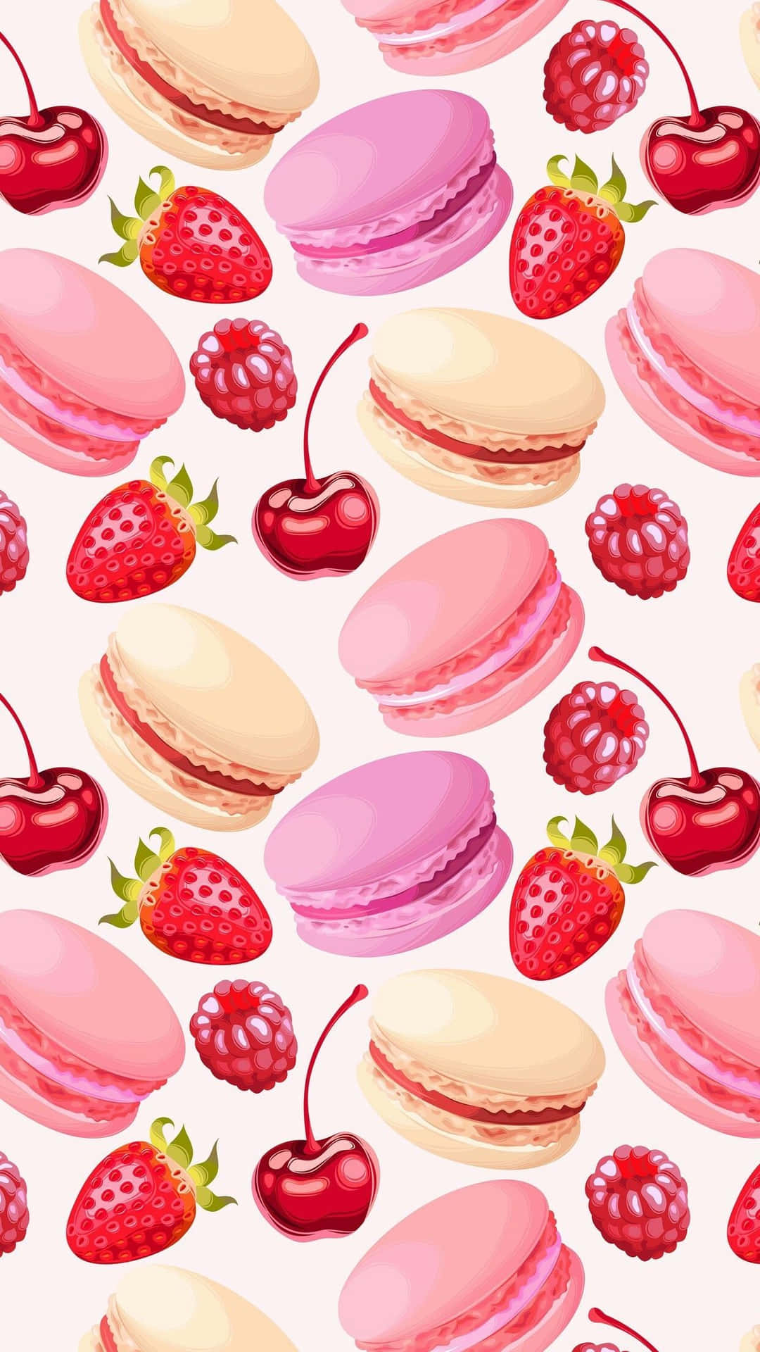 Pastel Strawberry Macaron Background