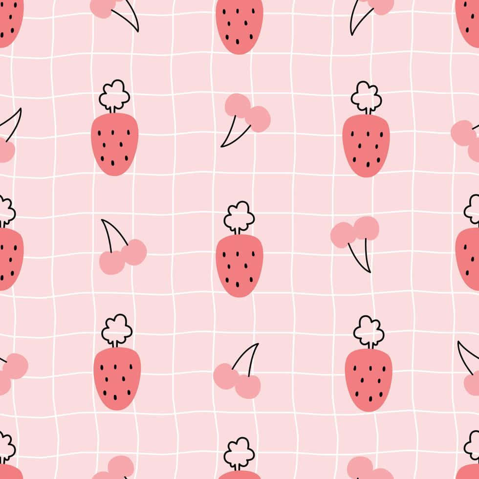 Pastel Strawberry Pattern Background