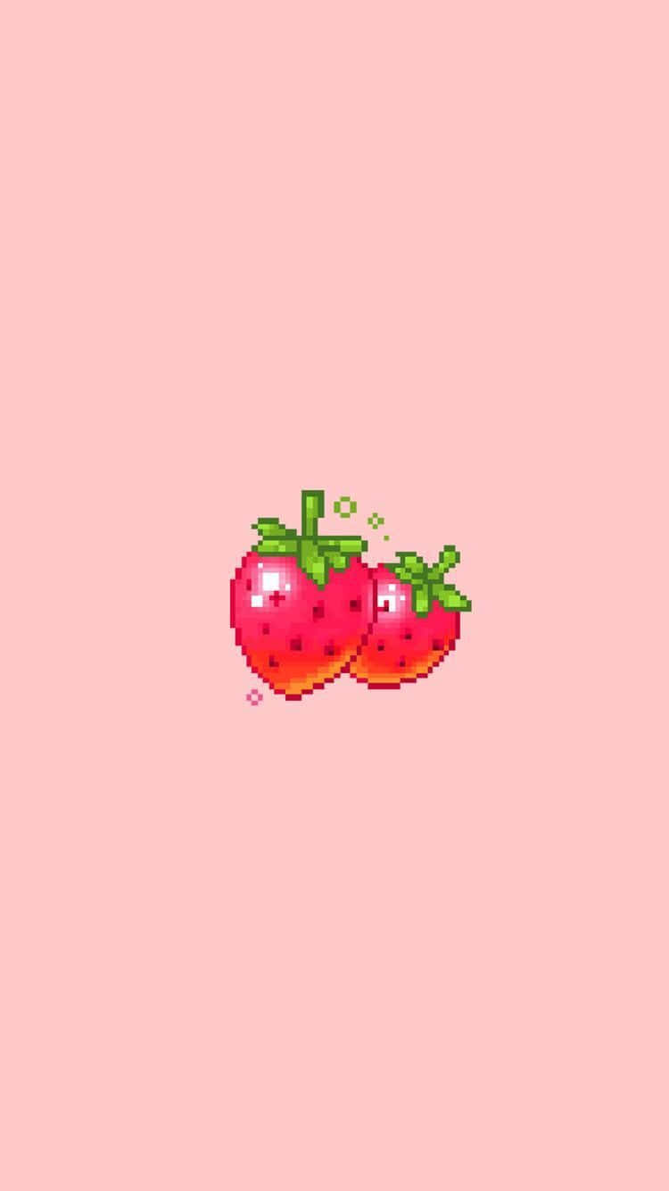 Pastel Strawberry Pixel Fruit
