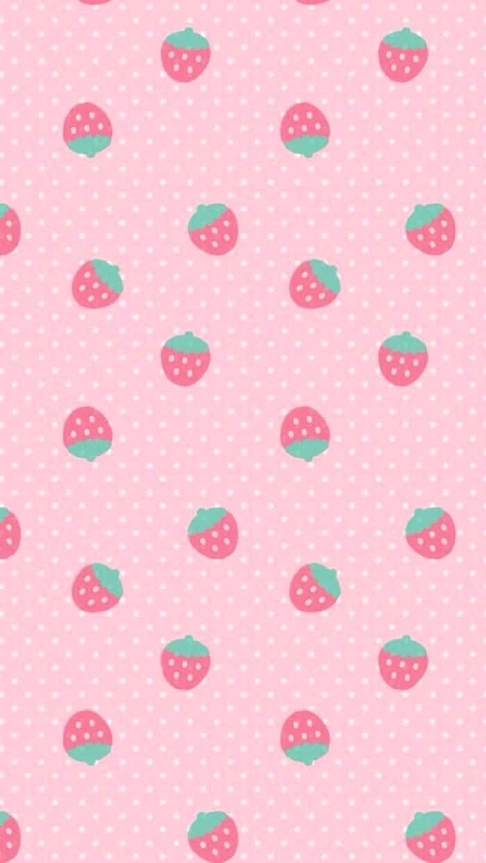 Pastel Strawberry Polka Dot Background