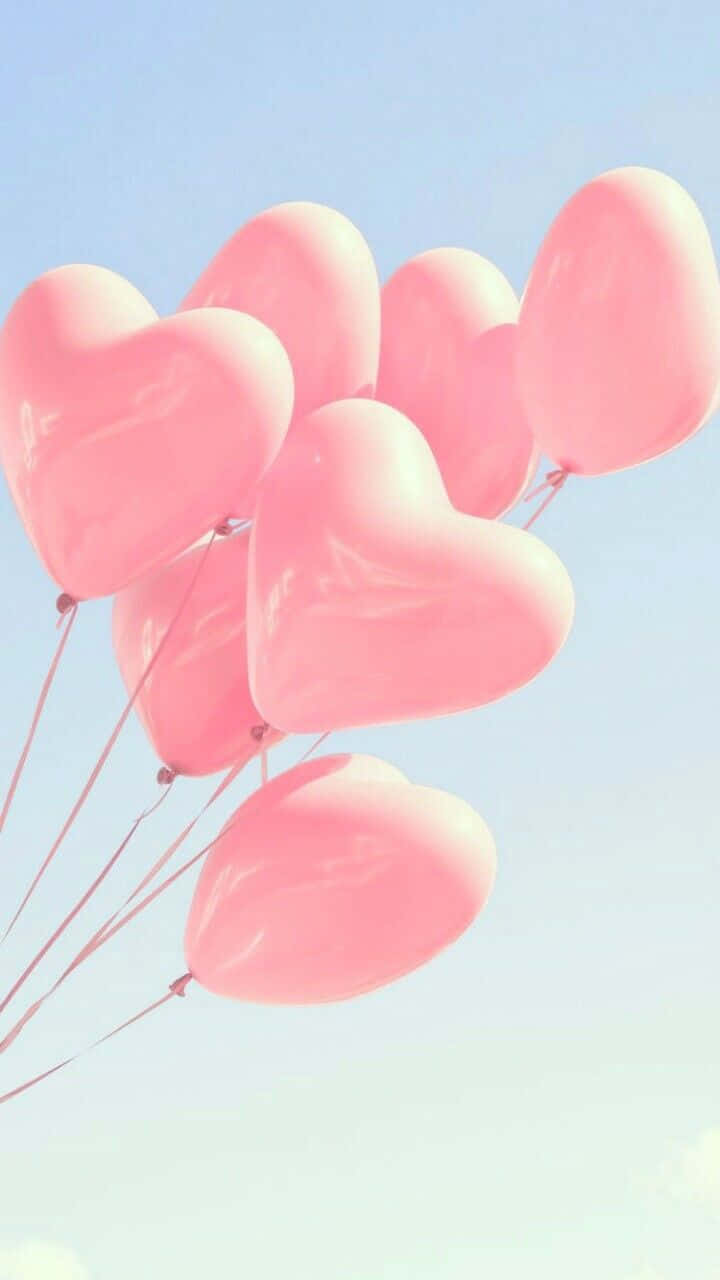 Pastel Summer Pink Heart Balloons