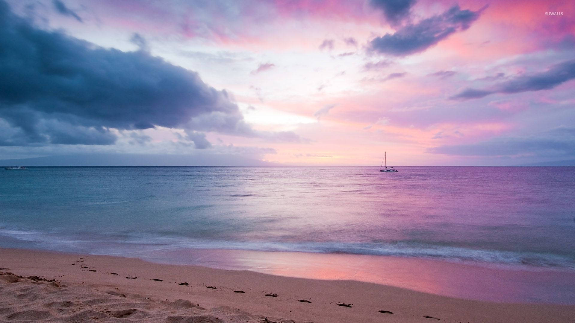 Pastel Sunset Ocean Desktop Background