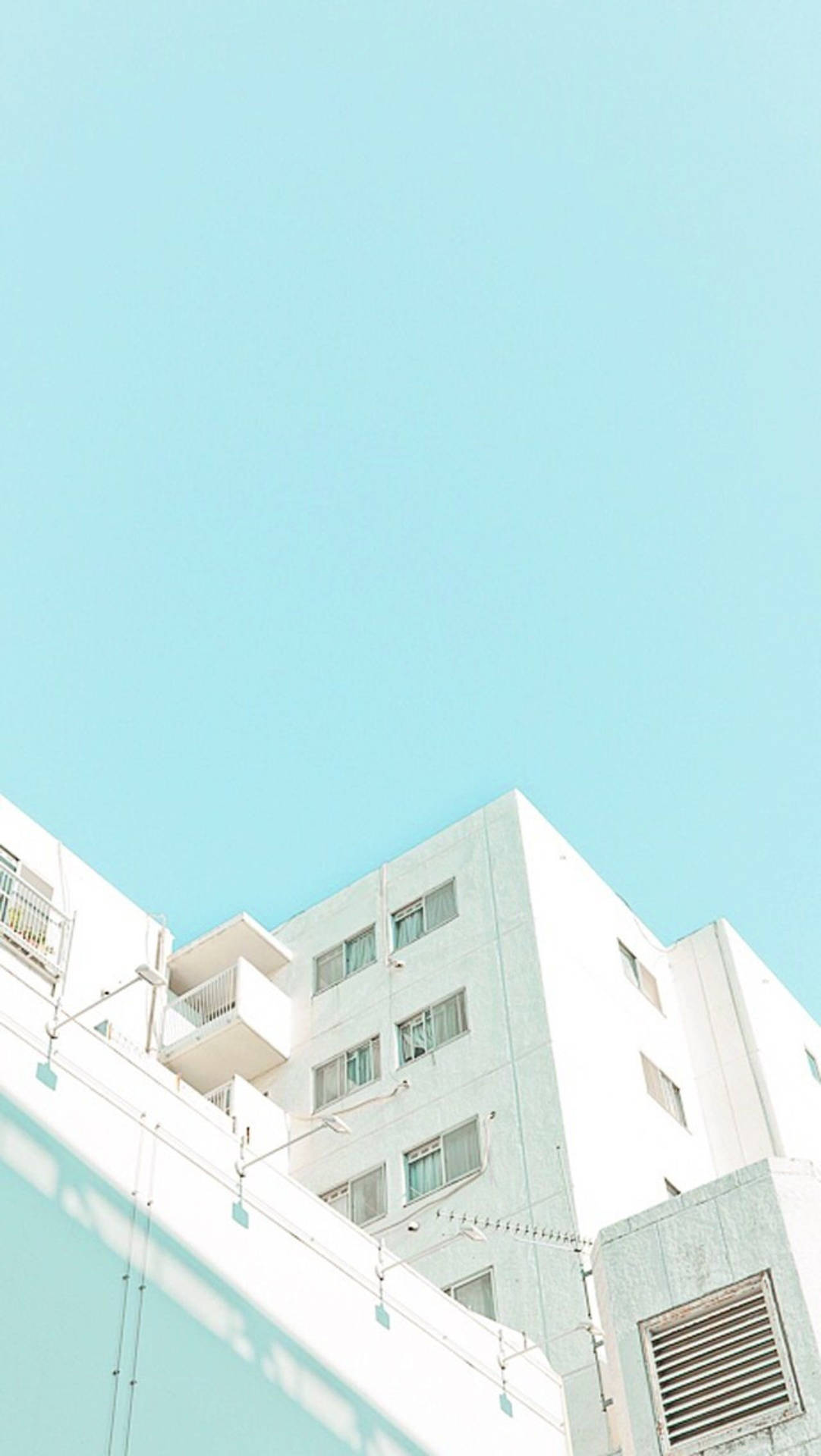 Pastel Teal Building White Background