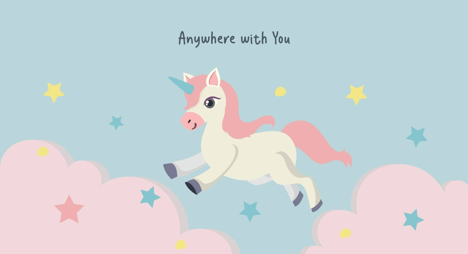 Pastel Teal Unicorn Stars Background