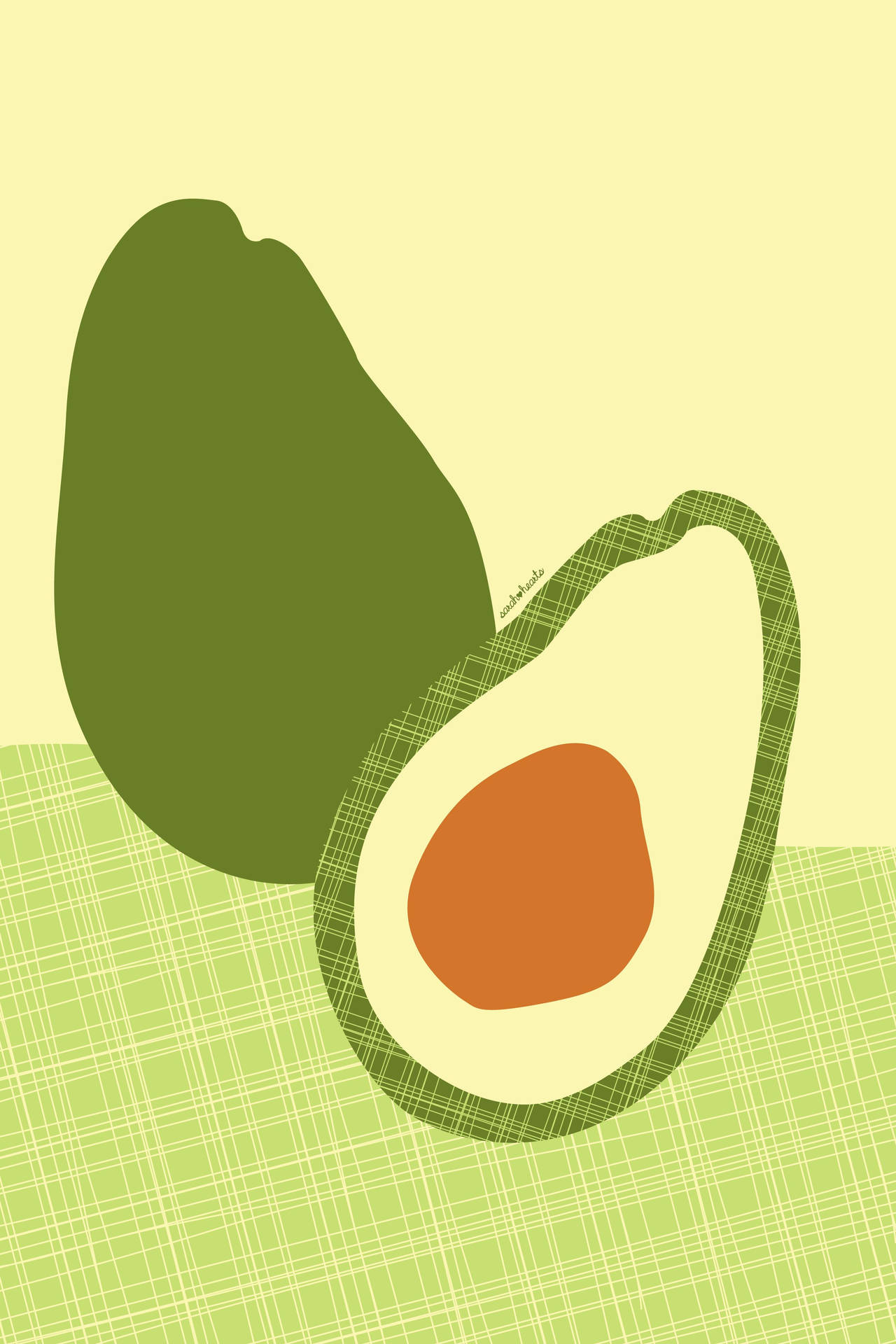 Pastel Themed Avocado Fruit Digital Artwork