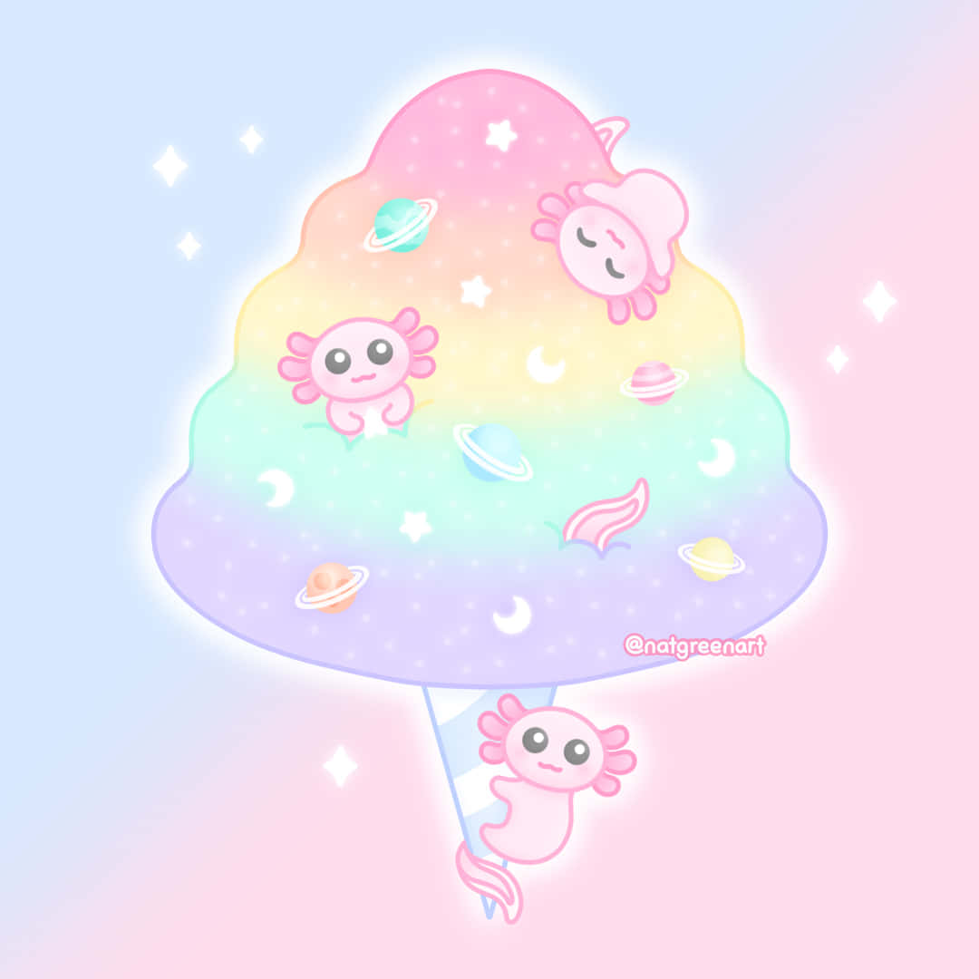 Pastel Themed Cute Axolotl Chibi Art