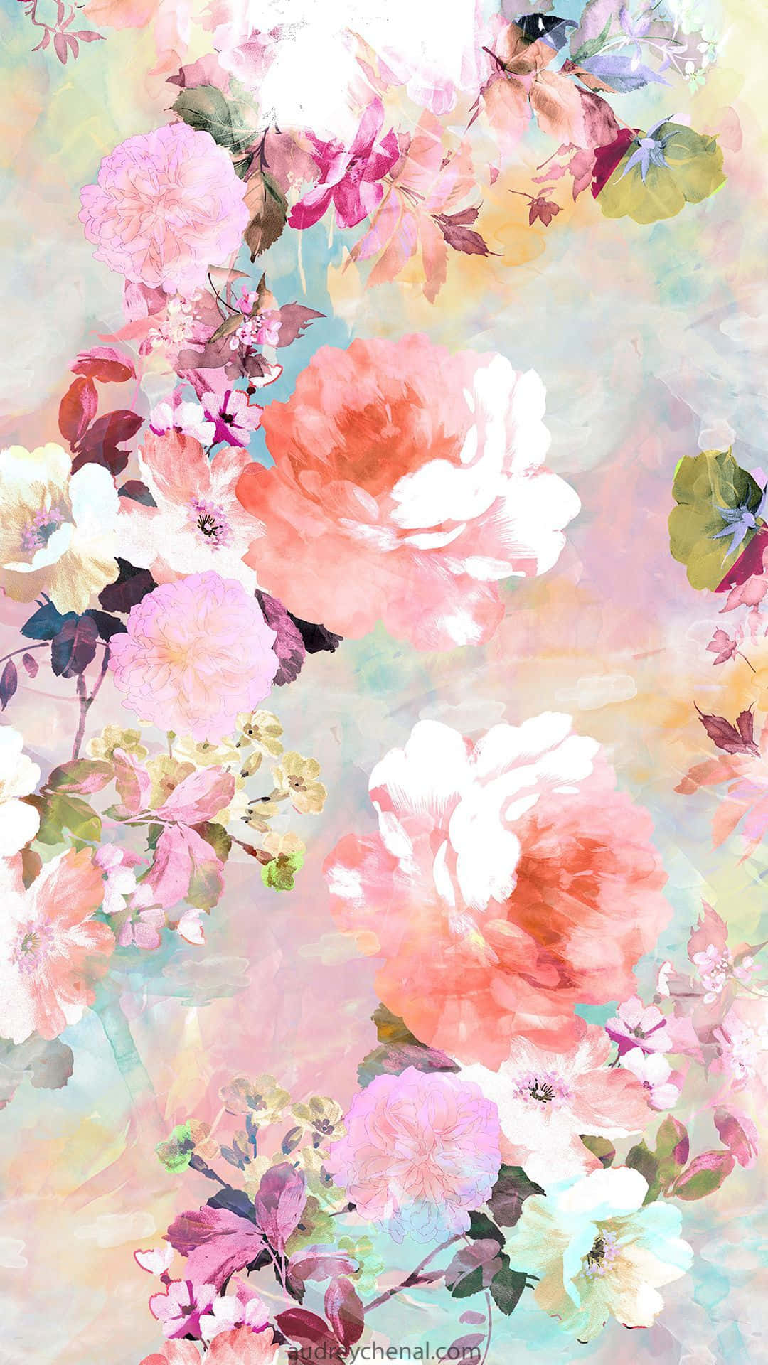 Pastel Watercolor Floral Painting Background