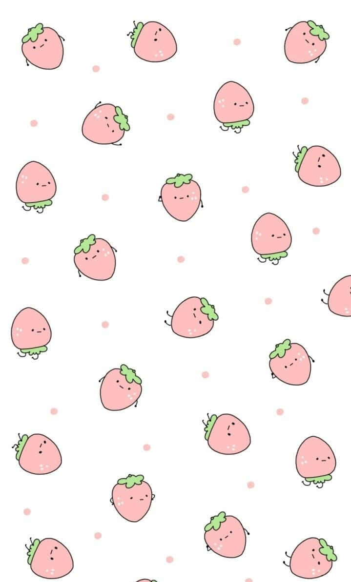 Pastel White Strawberry Background
