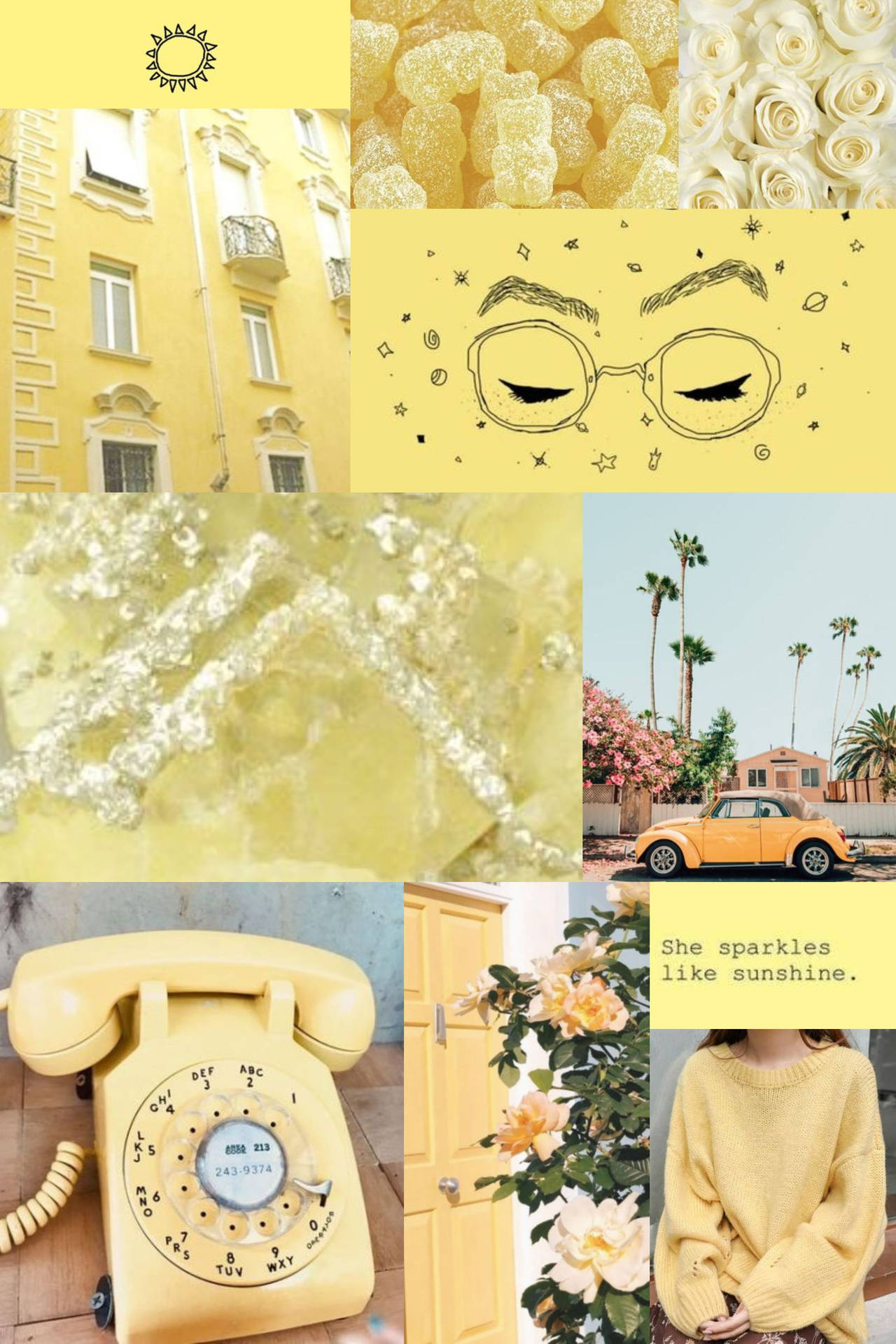 Pastel Yellow Aesthetic Collage Background