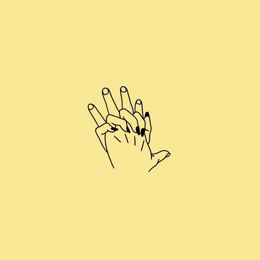 Pastel Yellow Aesthetic Intercrossed Hands Background