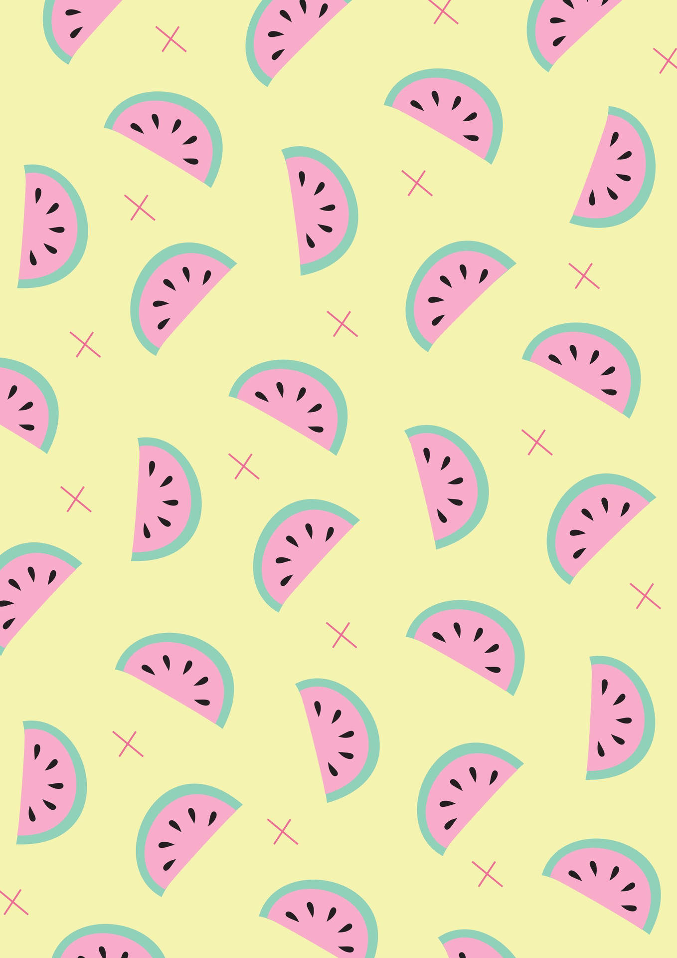 Pastel Yellow Cute Watermelon Design Background