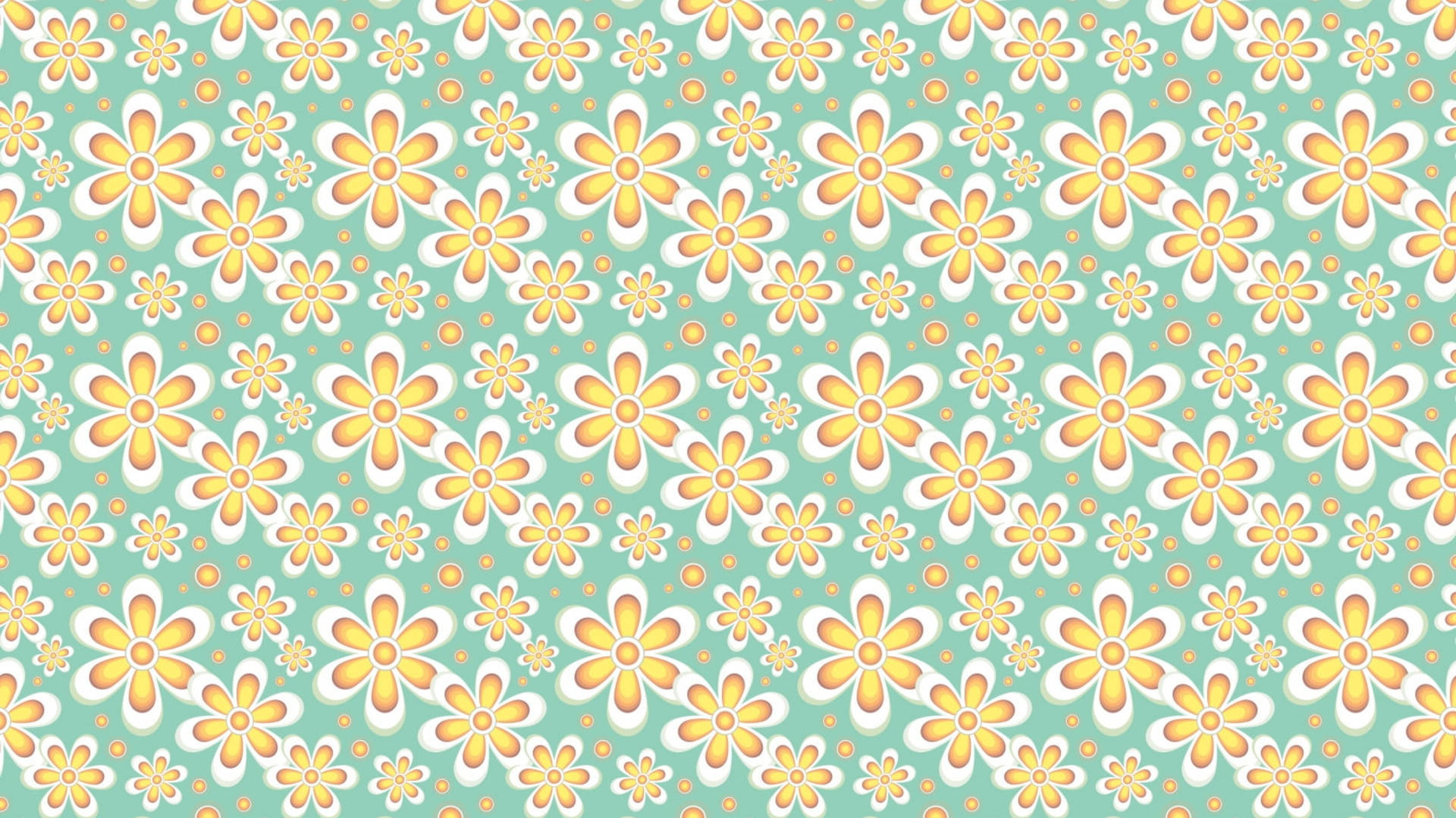 Pastel Yellow Flower Pattern Teal Background Background