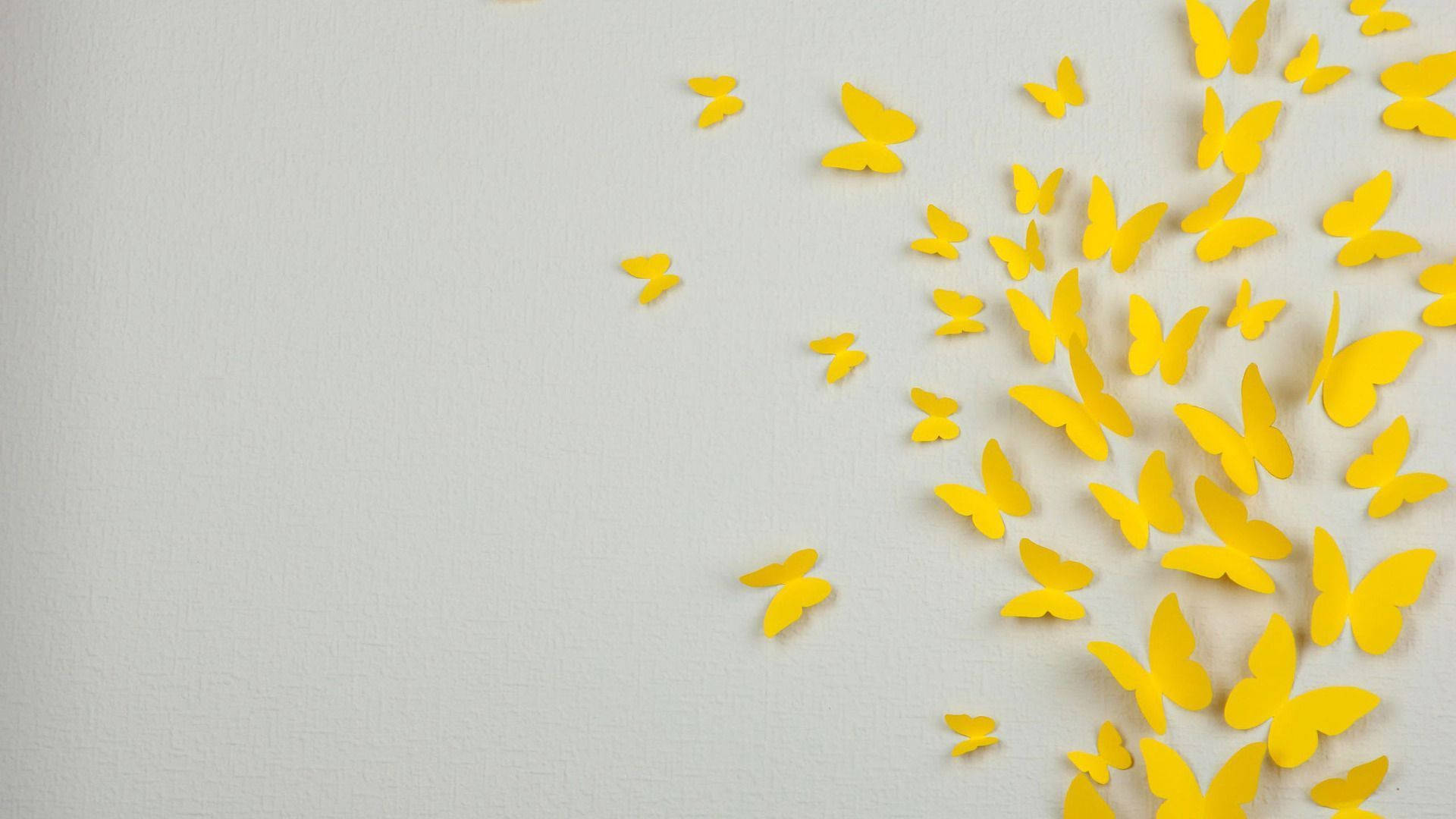 Pastel Yellow Paper Butterflies Background