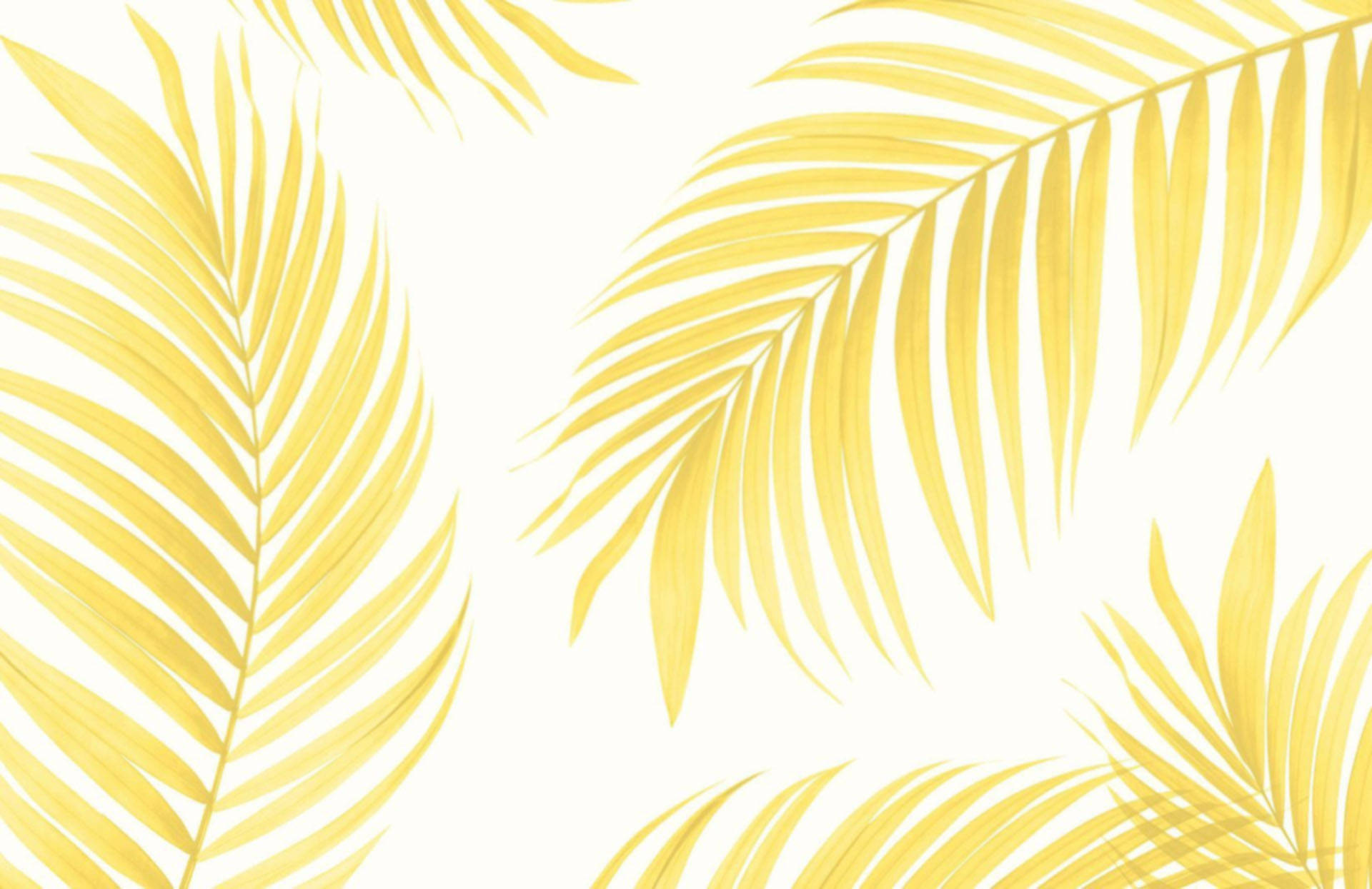 Pastel Yellow Tropical Palm Leaves Background