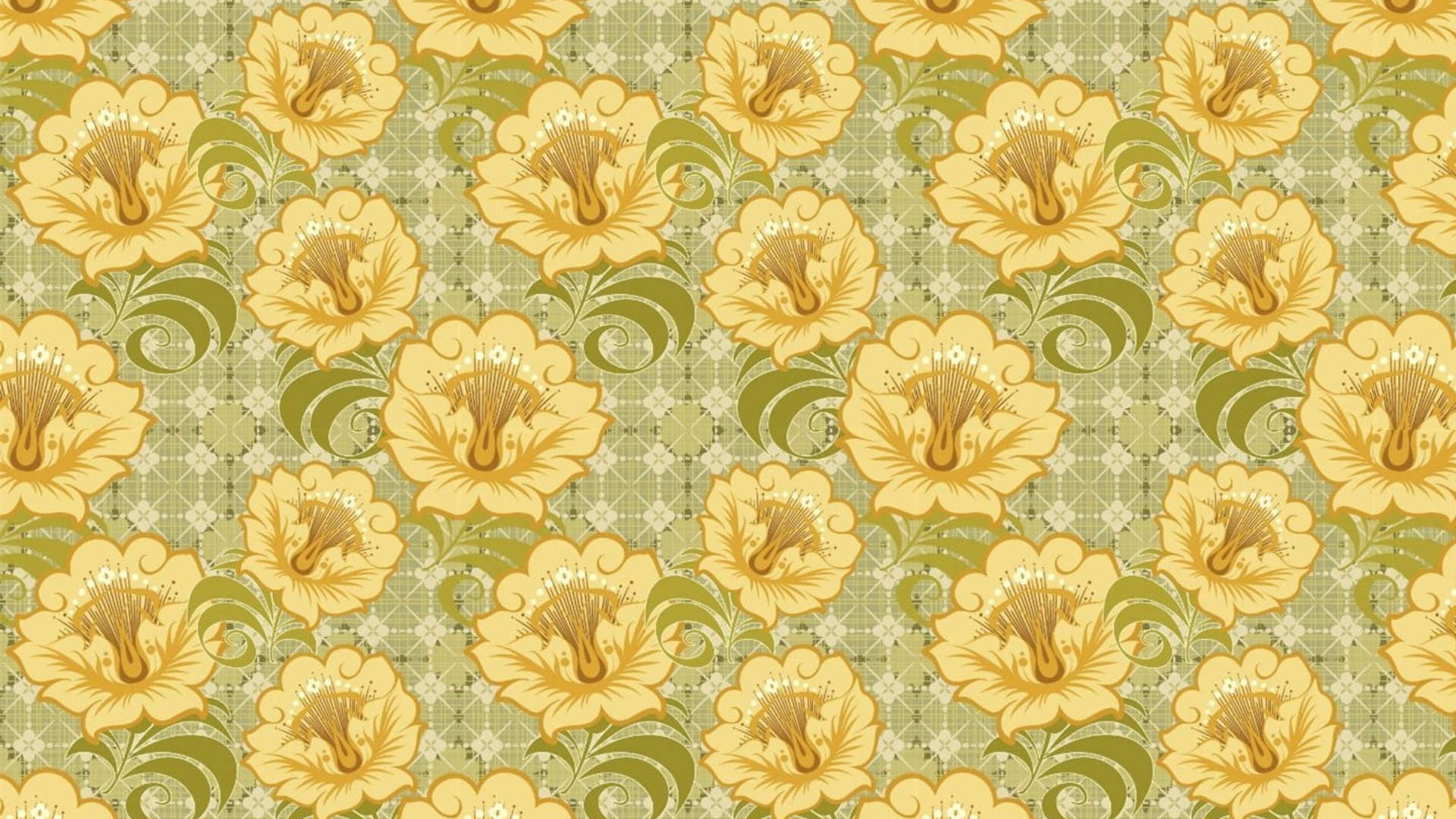 Pastel Yellow Vector Flowers Pattern Background