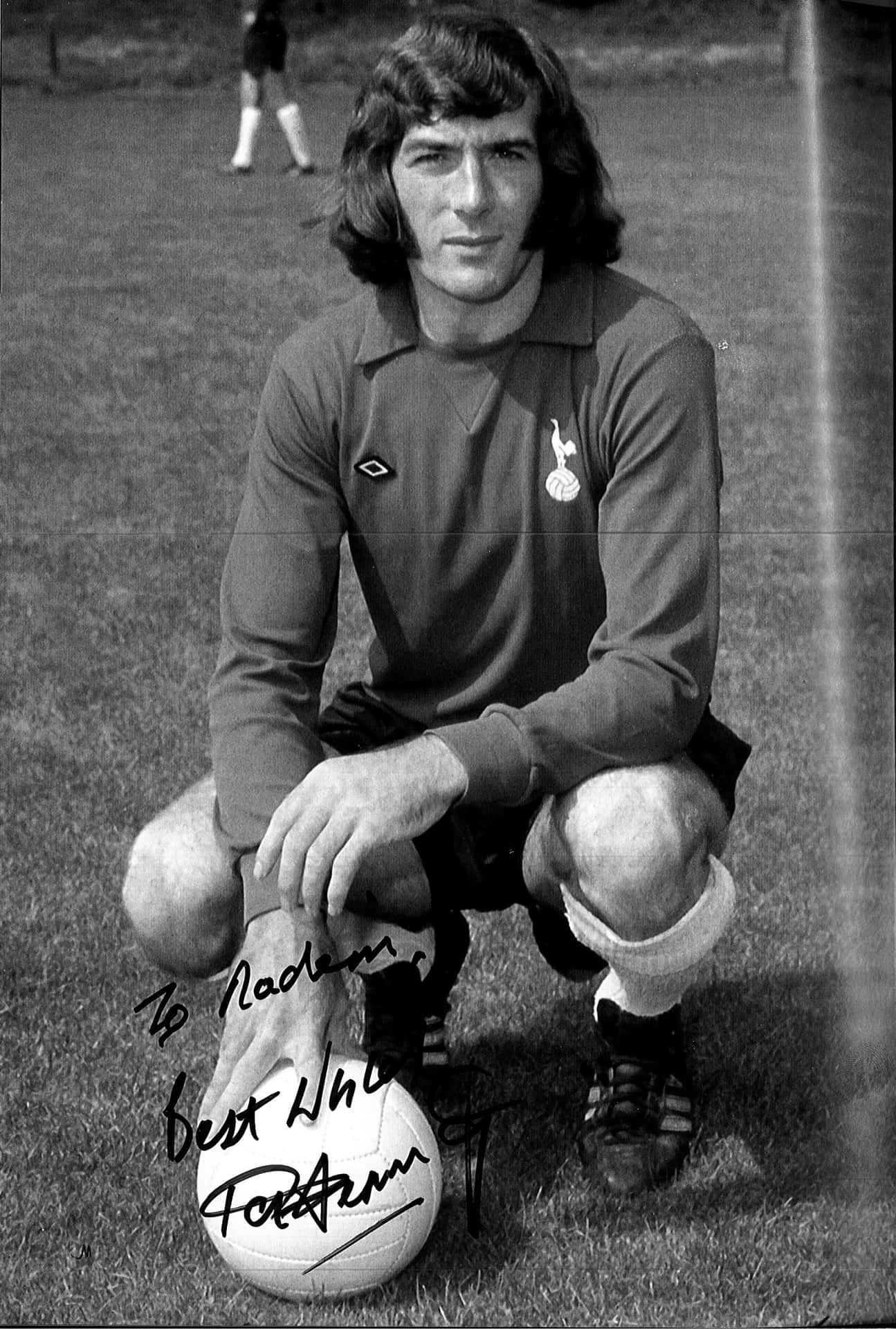 Pat Jennings Arsenal Football Club Black And White Portrait Background