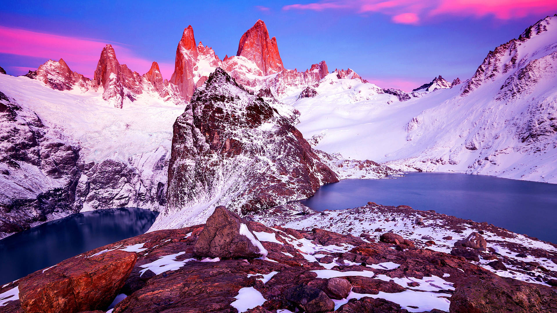 Patagonia Blanketed In White Snow Background