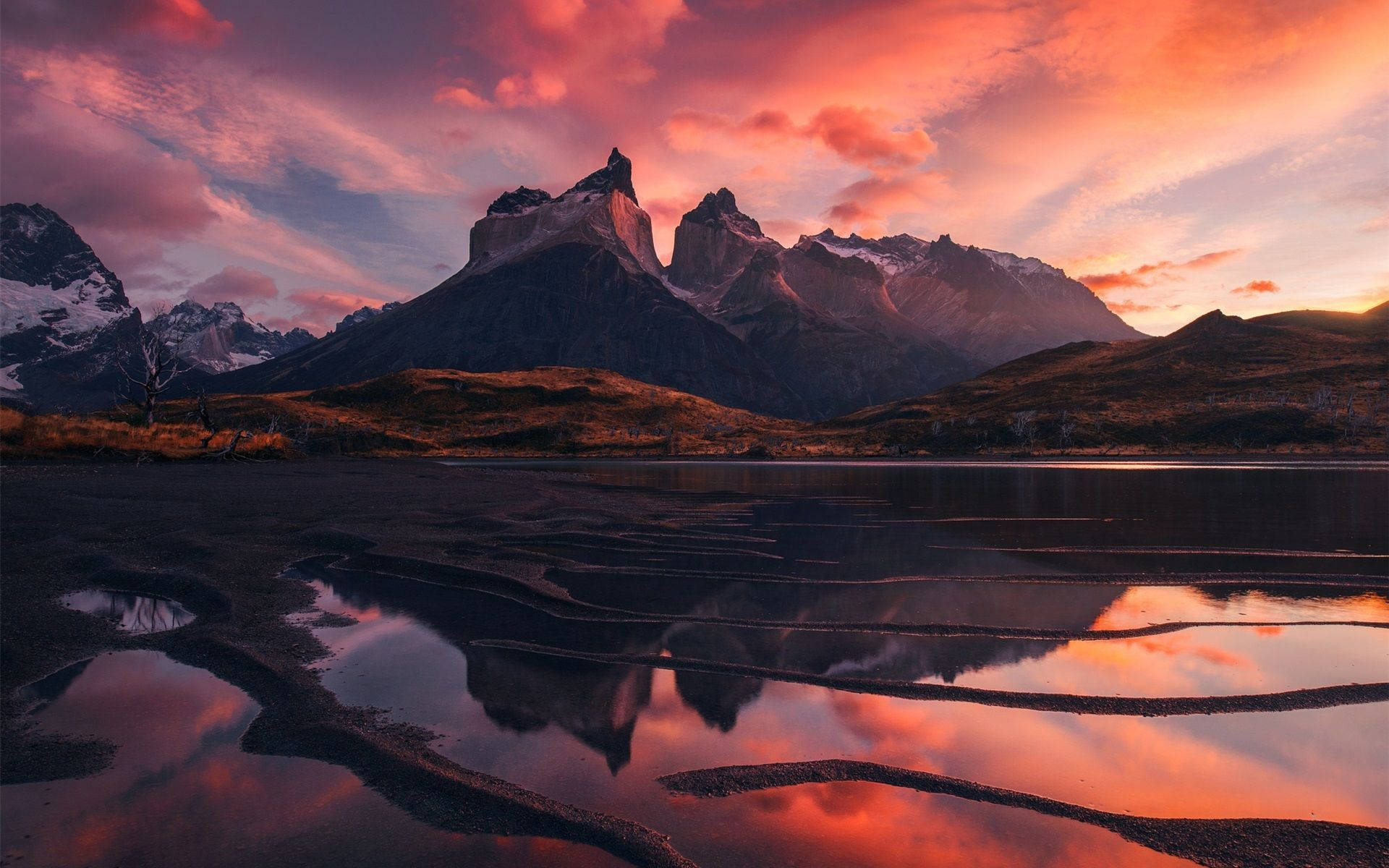 Patagonia Burning Orange Skies Background