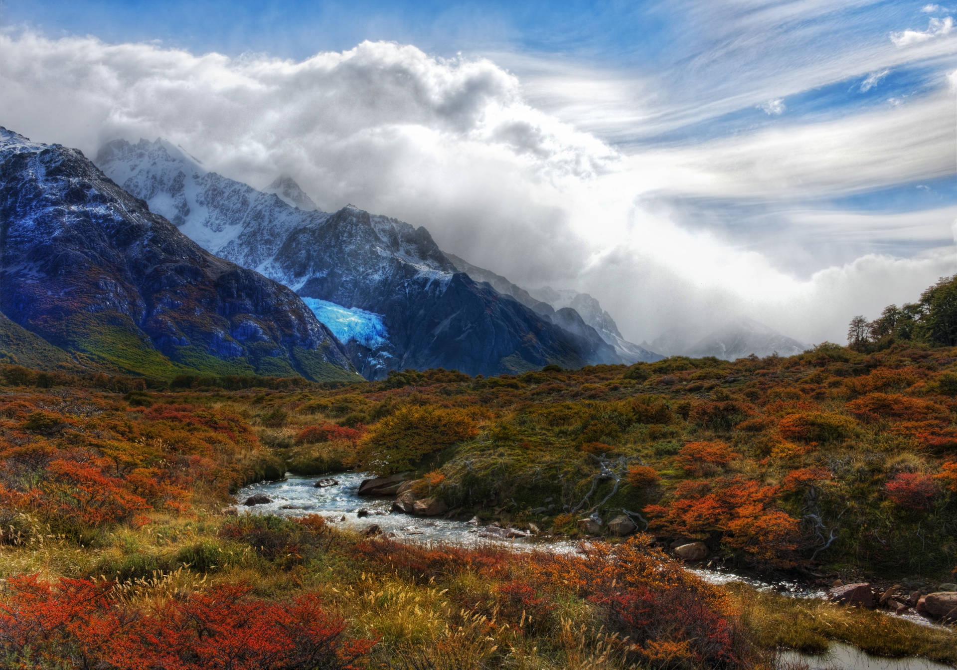 Patagonia Hovering White Clouds Background