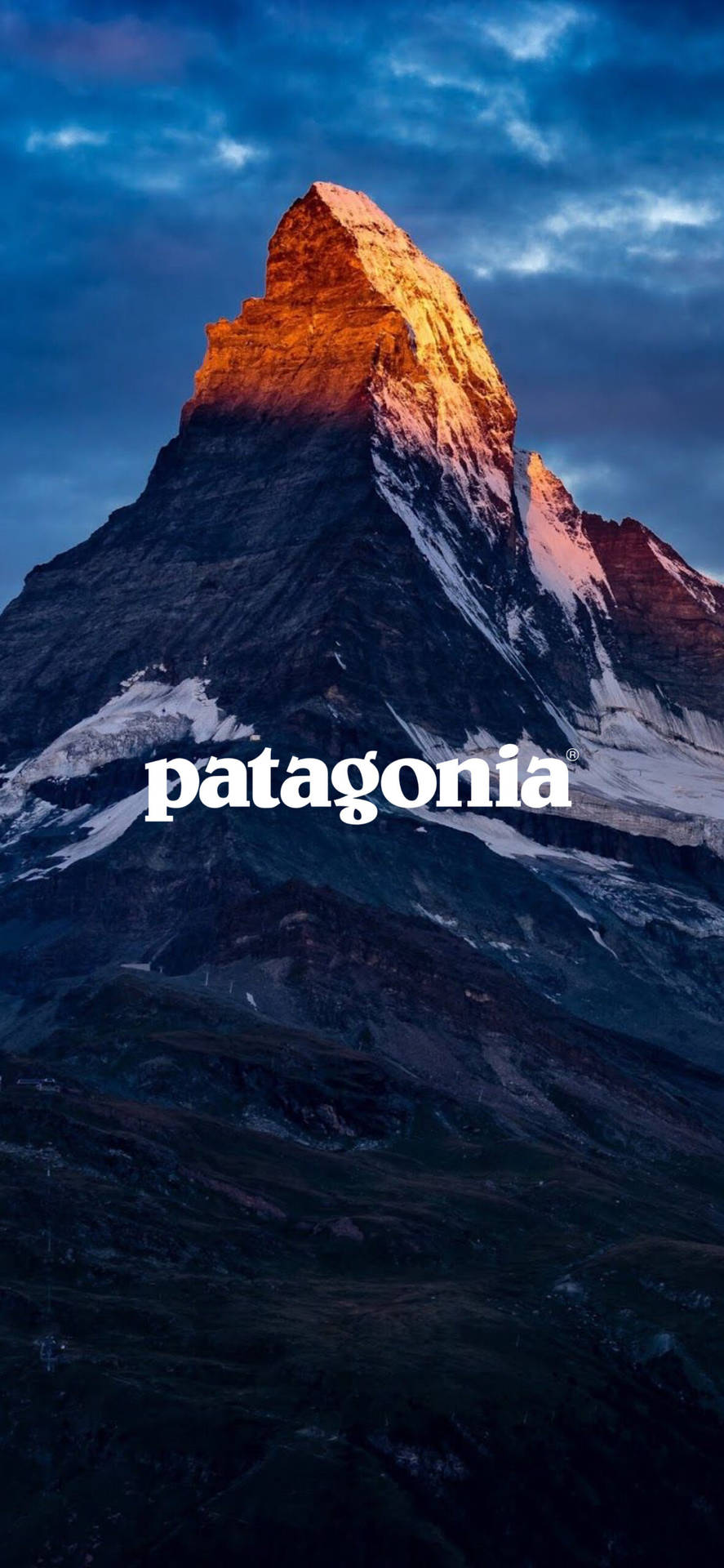 Patagonia Logo Mountain Top Background