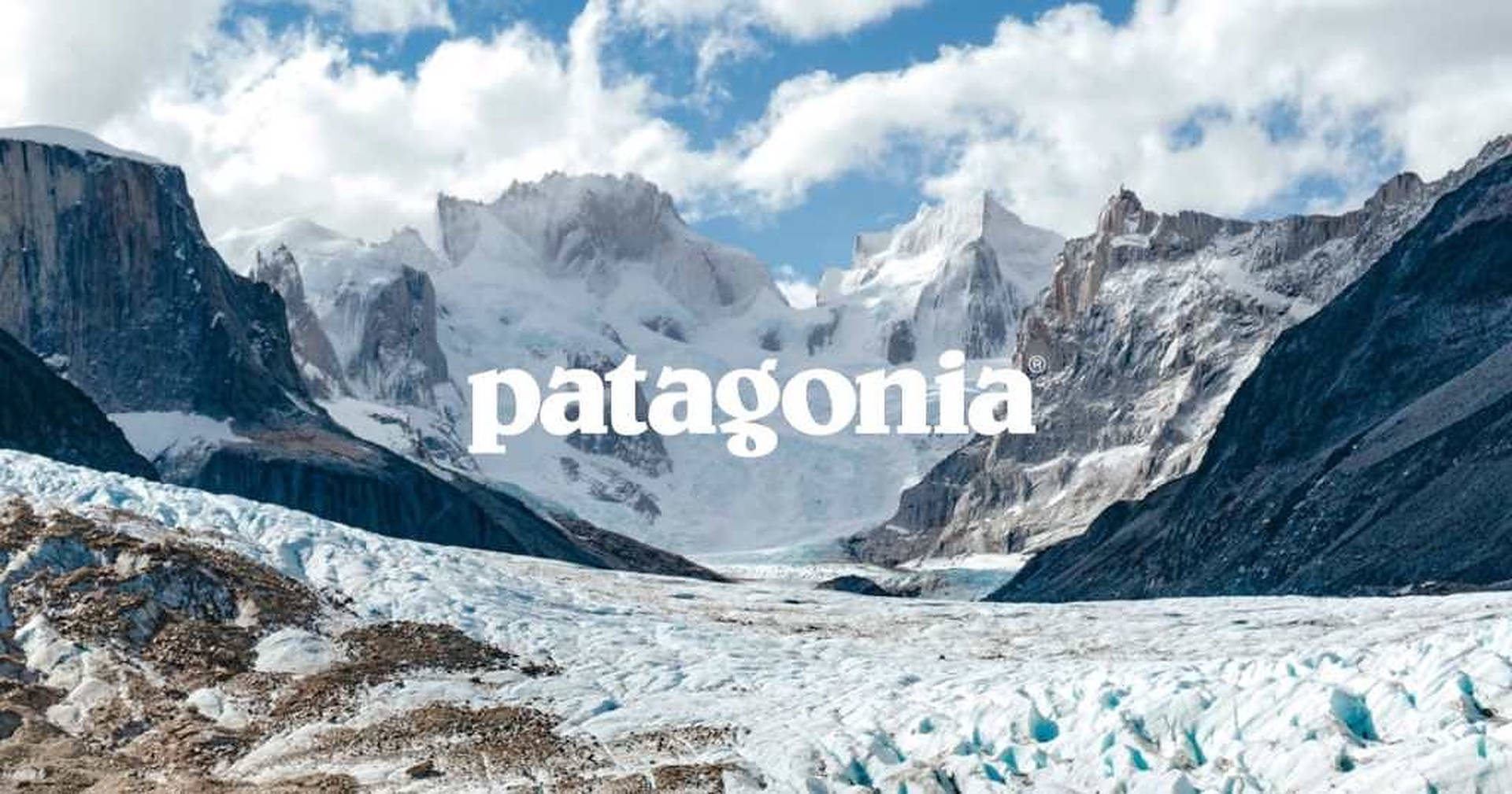 Patagonia Logo Snowy Mountains Background